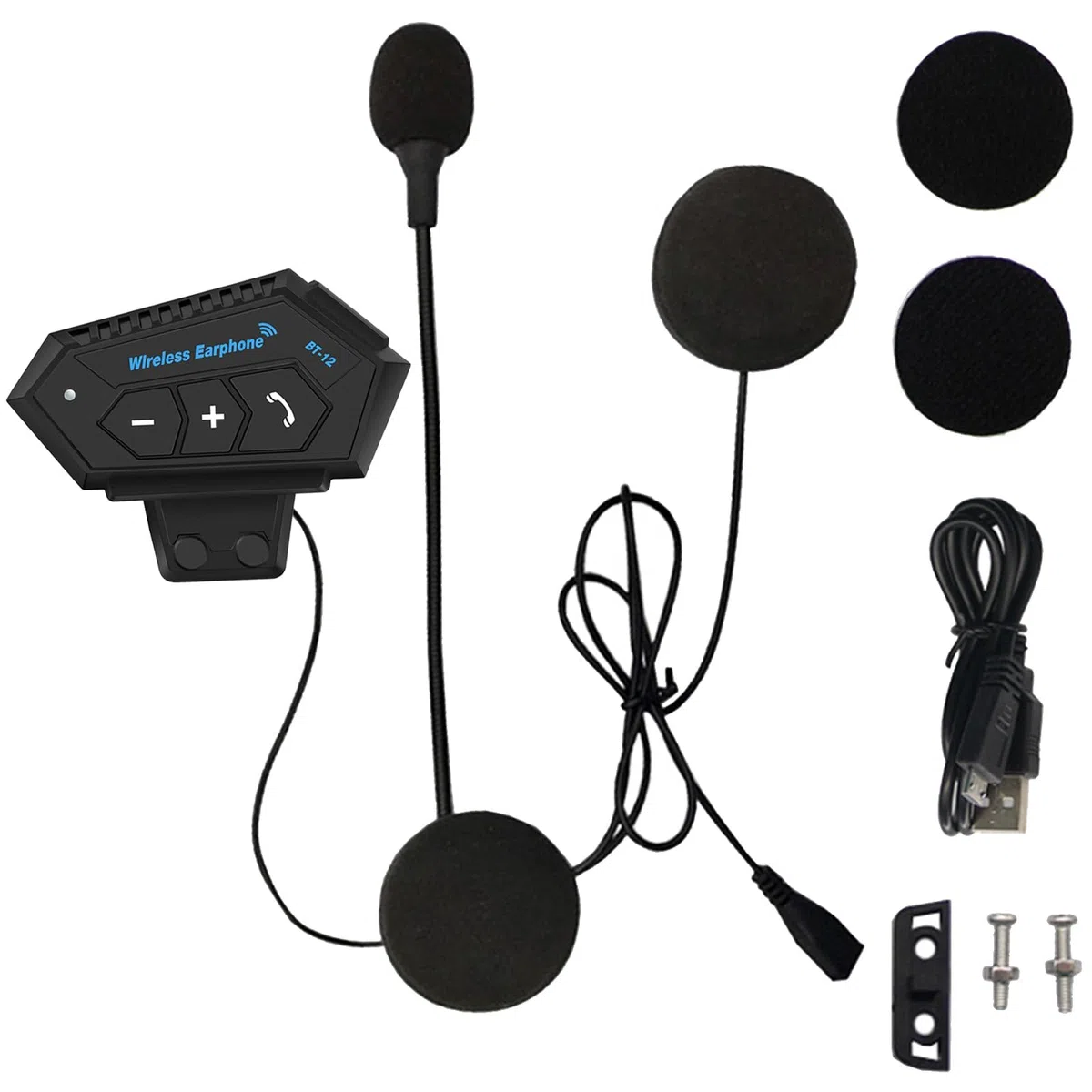 BT12 Intercomunicador Casco Moto con Comunicación Manos Libres y Función Ruido Reducción, Auriculares 5.0 Bluetooth Inalámbrico para Motocicleta, ATV, Bicicleta, Ciclismo, Esquí, Equitación, Escalada
