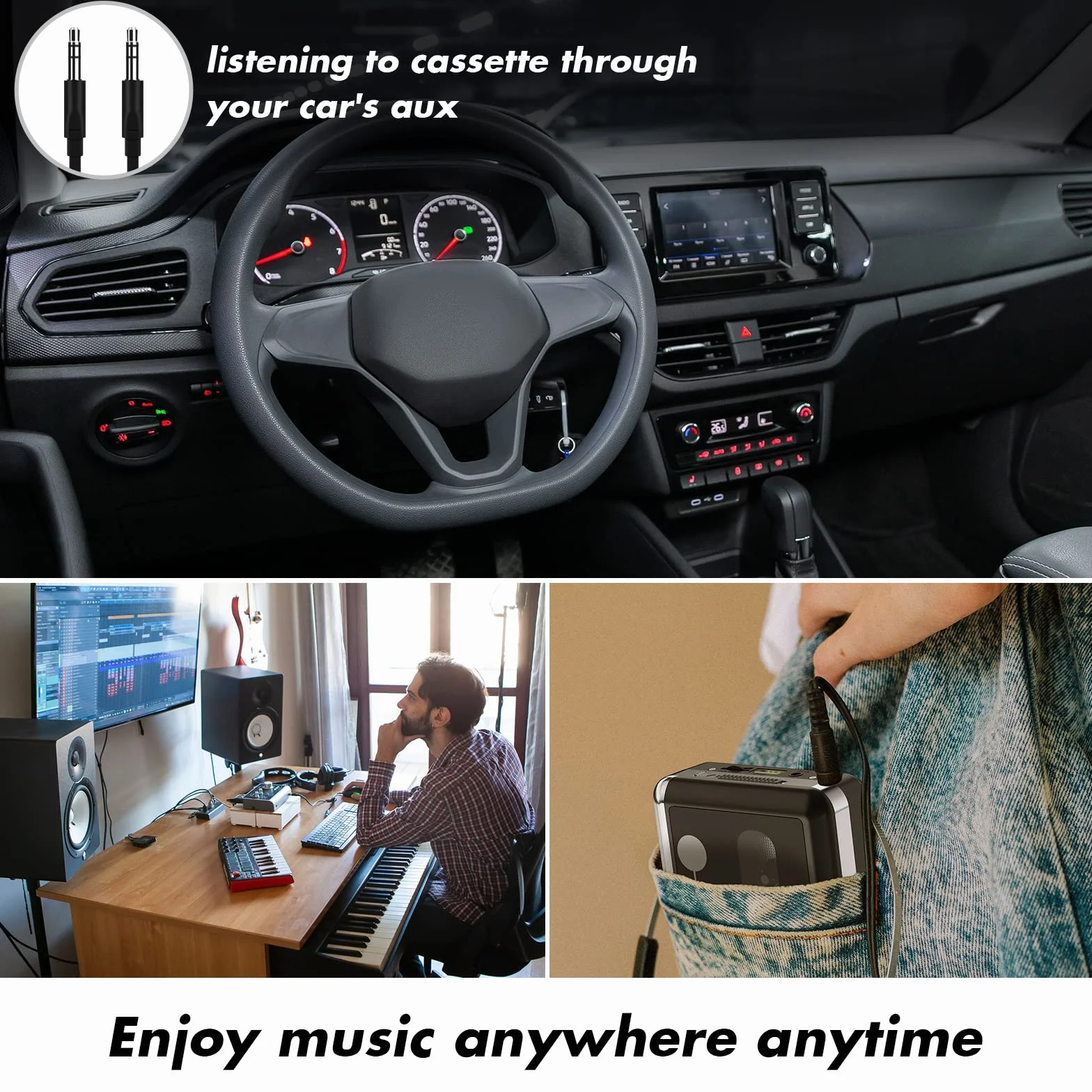 Reproductor de casete USB, convertidor de cinta a MP3, reproductor de música de casete portátil, convertidor de casete a MP3, con auriculares, no requiere PC, BR608