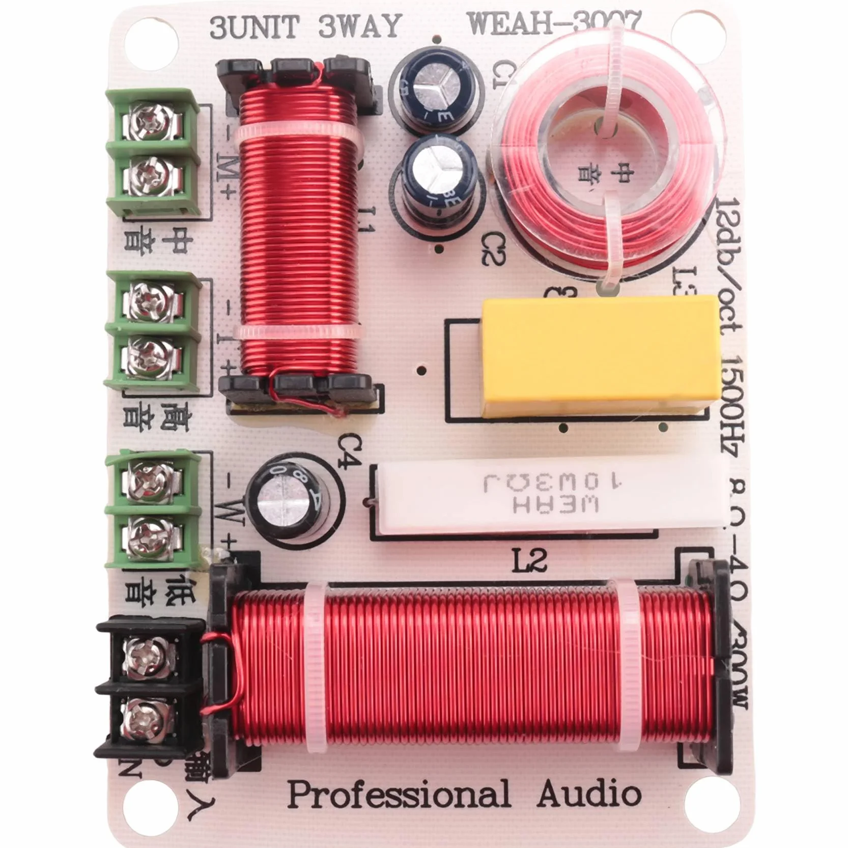 Divisor de Frecuencia de Altavoz de 3 Vías 300W Divisor de Frecuencia de Filtro Cruzado HiFi para Modificación de Altavoz Hogar DIY