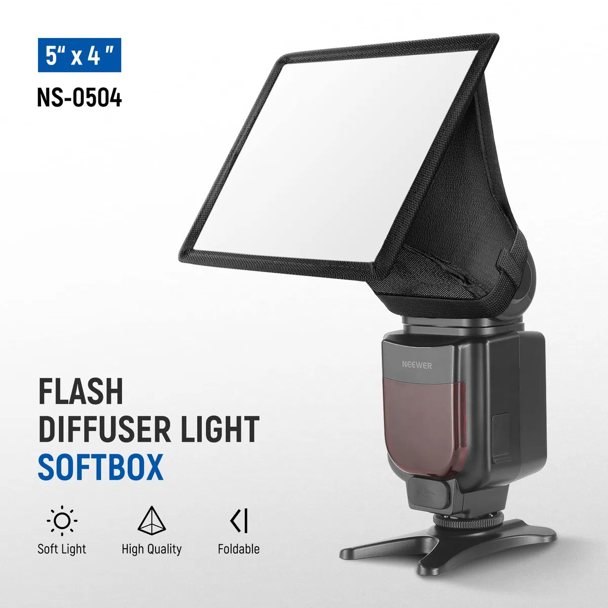 NEEWER Difusor de luz Softbox 5" x 4", Universal, Plegable, con Bolsa de Almacenamiento, Compatible con Canon, Nikon, Sony, Godox, Yongnuo, NEEWER Speedlight