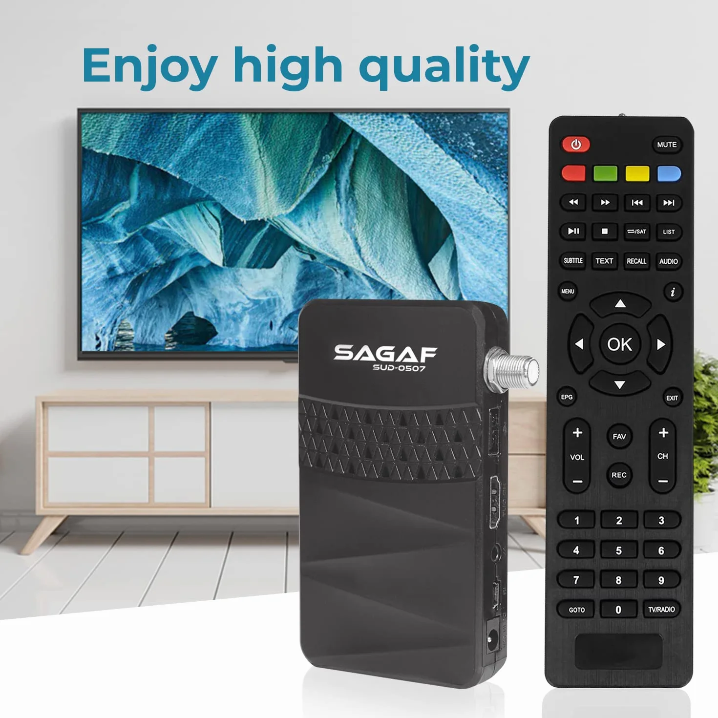 Leyf & Sagaf SUD-0507 Mini Satelite Receptor - DVB-S2 - Full HD 1080p Satélite Digital - Decodificador Receptor Satelite (HDTV, Scart, USB) - 2X Telecomando, Sólo para Canales alemanes
