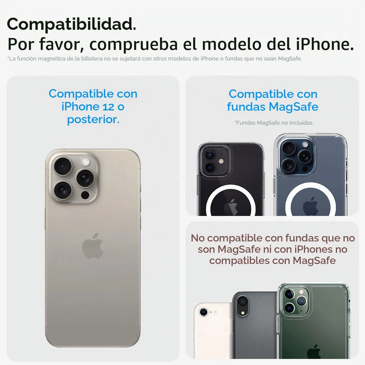 Spigen Cartera MagSafe Valentinus MagFit Cartera Magnética 3 Tarjetas Funda Diseñada para MagSafe Compatible con los Modelos iPhone 17/16/15/14/13/12 Series - Negro