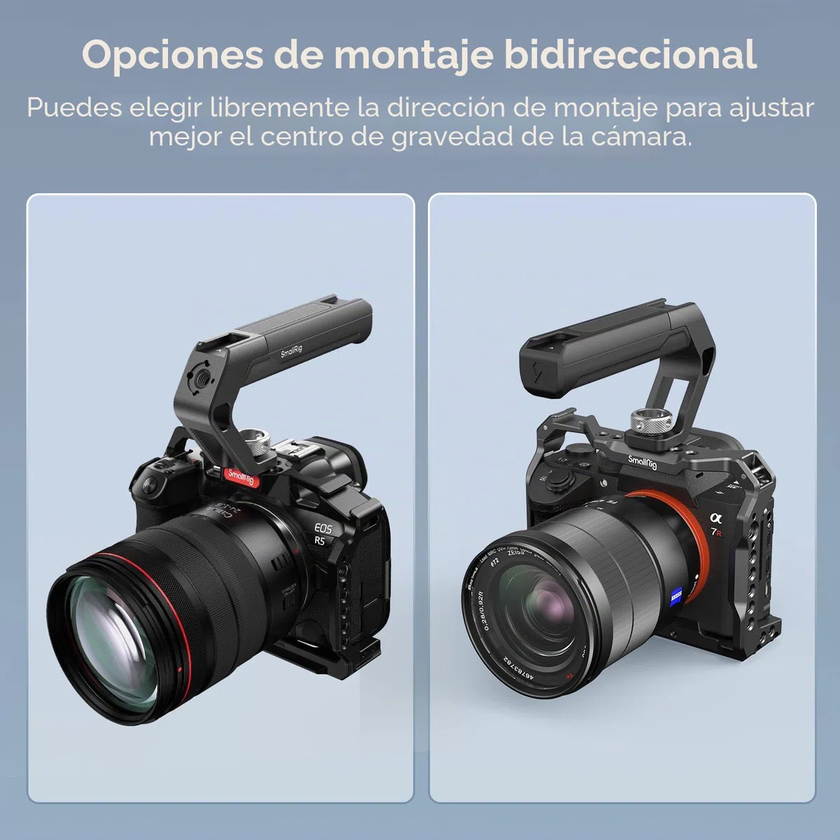 SMALLRIG Mango Superior Liviano con Pasadores de Ubicación de 3/8"-16 para ARRI, Mango Superior para Cámara Pequeña,con Dos Soportes de Zapata Fría - 4757