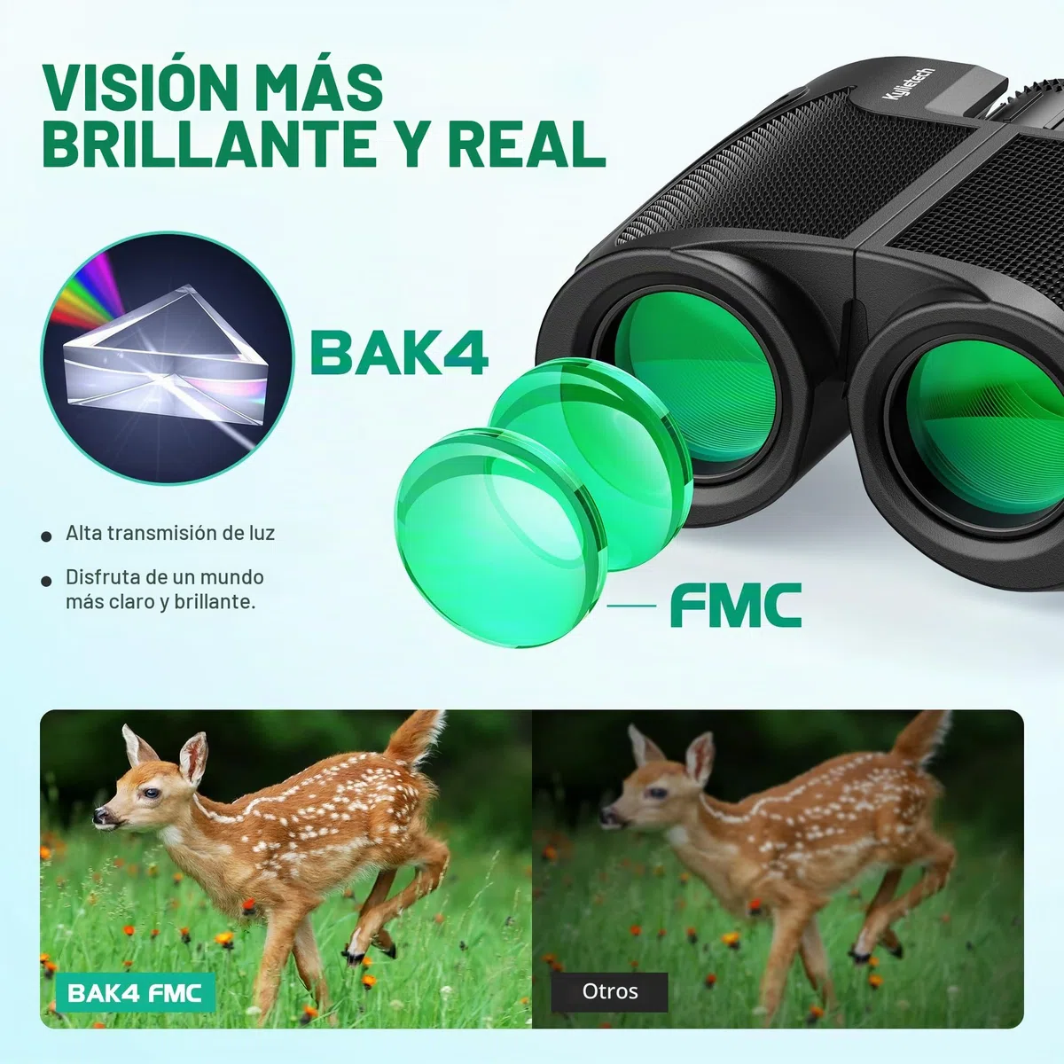 Kylietech Prismaticos Compactos 12 x 25, Prismáticos Ligeros para Adultos y Niños, óptica FMC Multi-Coated y Prismas BAK-4, Ideales para Deportes al Aire Libre, Viajes y Caza, Conciertos
