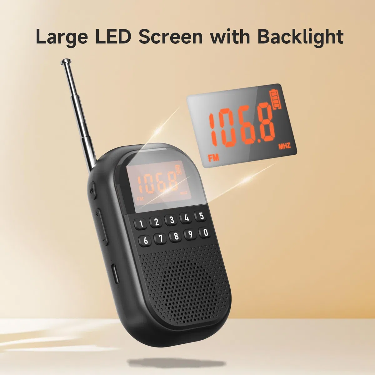Radio Portátil Am/FM de Bolsillo Recargable, Soporta Conexión Bluetooth, Radio Mini con Antena Telescópica, Altavoz Grande, Auricular Estéreo y Temporizador de Sueño para Personas Mayores