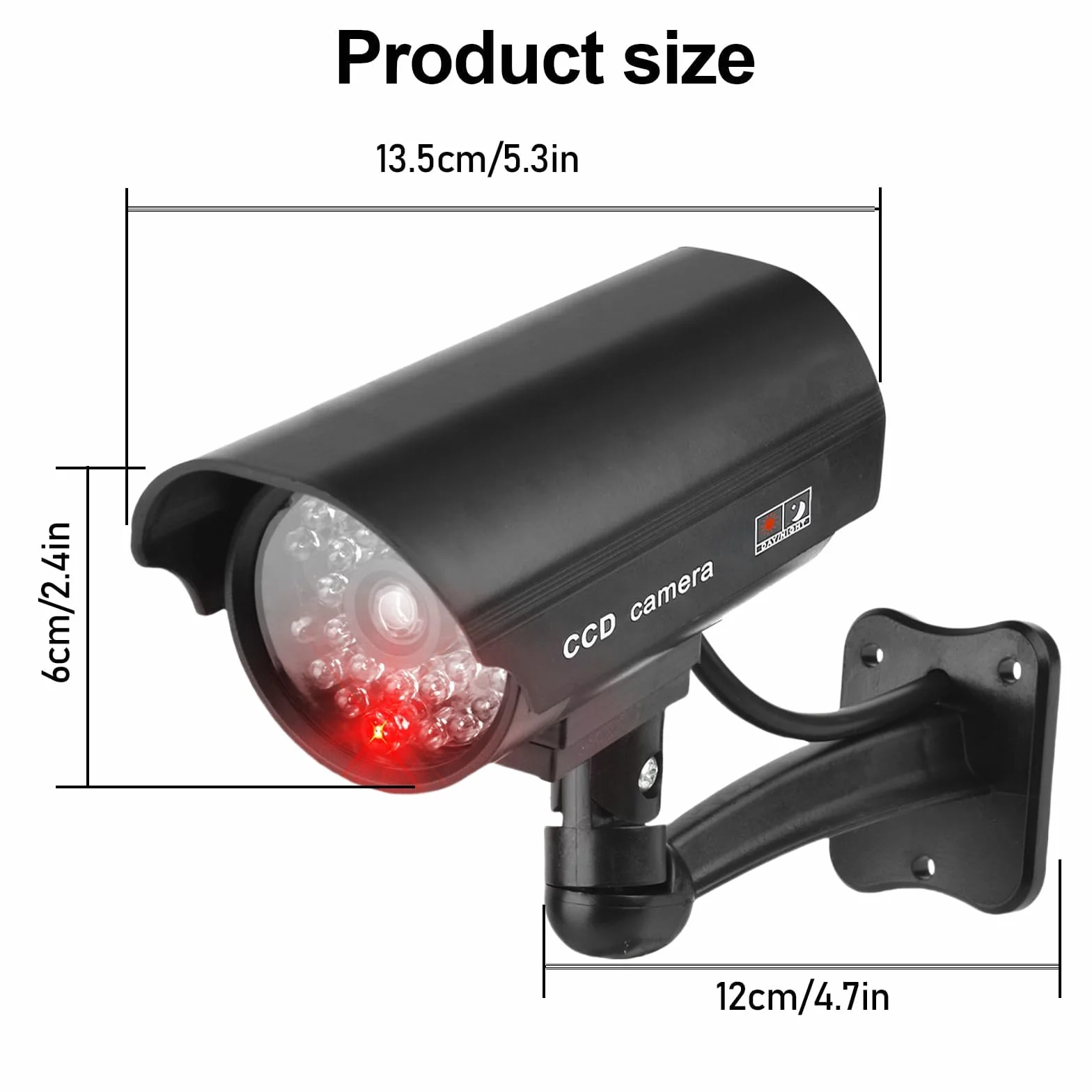 GOMETY 4 cámaras de vigilancia para exteriores, falsas cámaras con LED parpadeantes rojos, cámara de vigilancia falsa para exteriores CCTV, cámara de seguridad para interiores y exteriores (negro) (4)