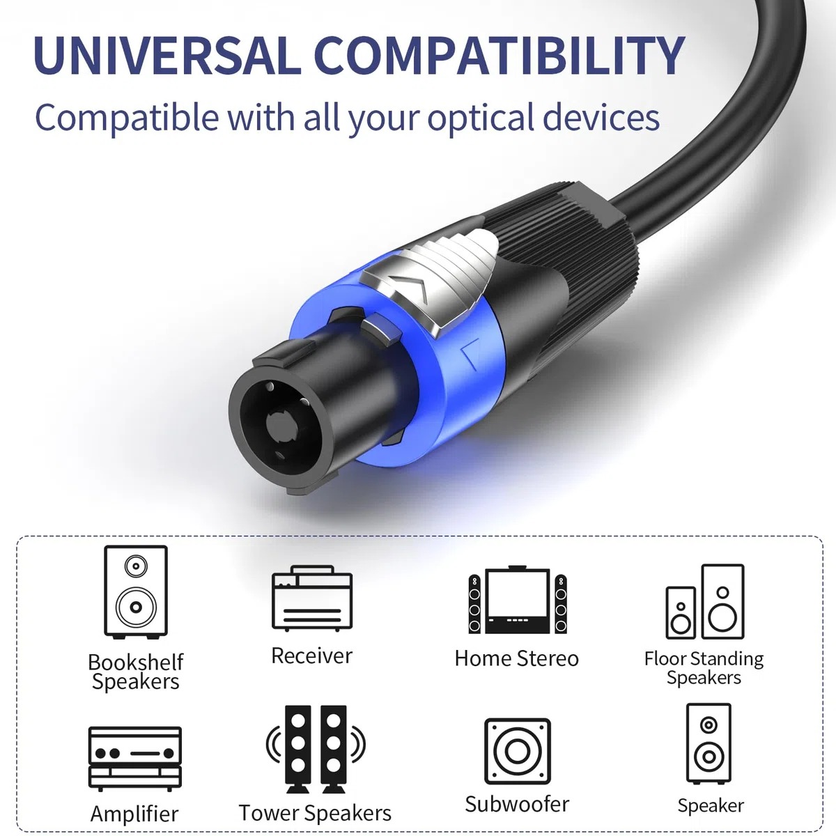 GCTBL 10M Speakon a Speakon Cables Profesional 15 Gauge Audio Cord DJ/PA Speaker Cable con Twist Lock
