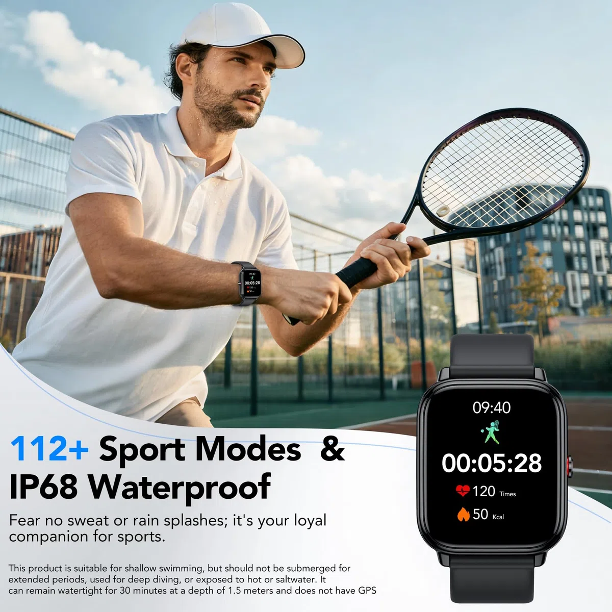 Reloj Inteligente Hombre Mujer, 1.83"HD Smartwatch con Llamadas Bluetooth, Batería de 1000mAh, Autonomía de 20 Días, Impermeable IP68, 110+ Deportivos Modos, Reloj Deportivo para Android iOS