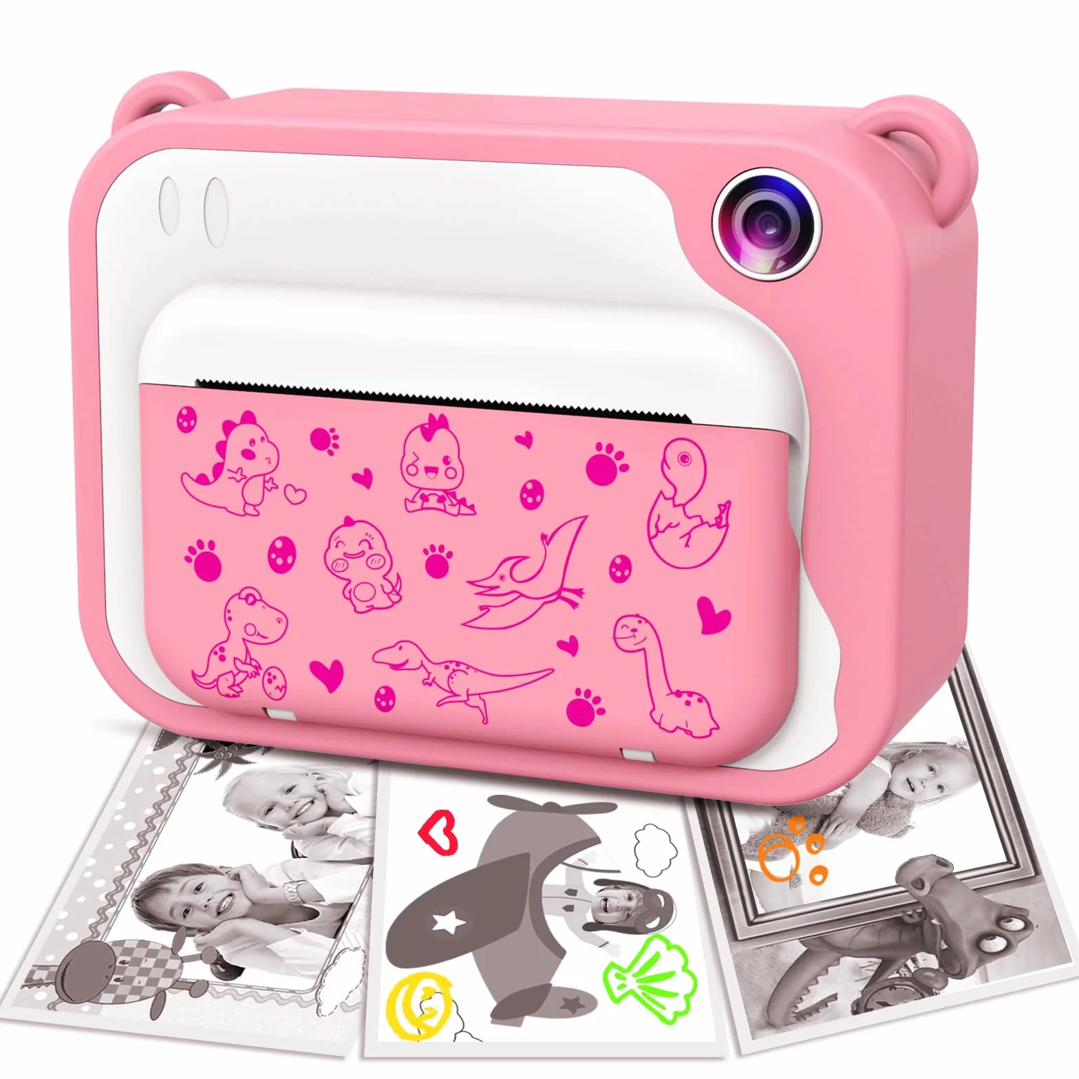 Uleway Camara Fotos Infantil Instantanea,Cámara de Fotos para Niños con Pantalla 2,4", 3 Papel de Impresión y Tarjeta SD de 32GB, Regalos Juguete para Niños y Niñas 3 4 5 6 7 8 9 10 11 12 Años-Rosa