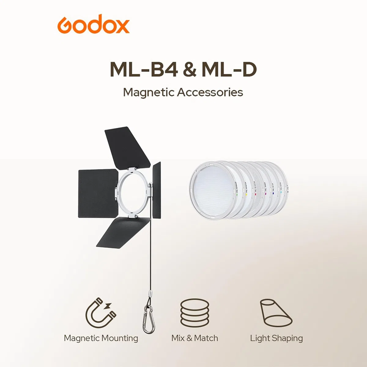 Godox Kit de difusión magnética ML-D para luces de video LED de la serie ML, compatible con ML150Bi, ML80Bi, ML100Bi, ML100R, ML60II Bi, ML60Bi y más, modificador de luz suave para iluminación