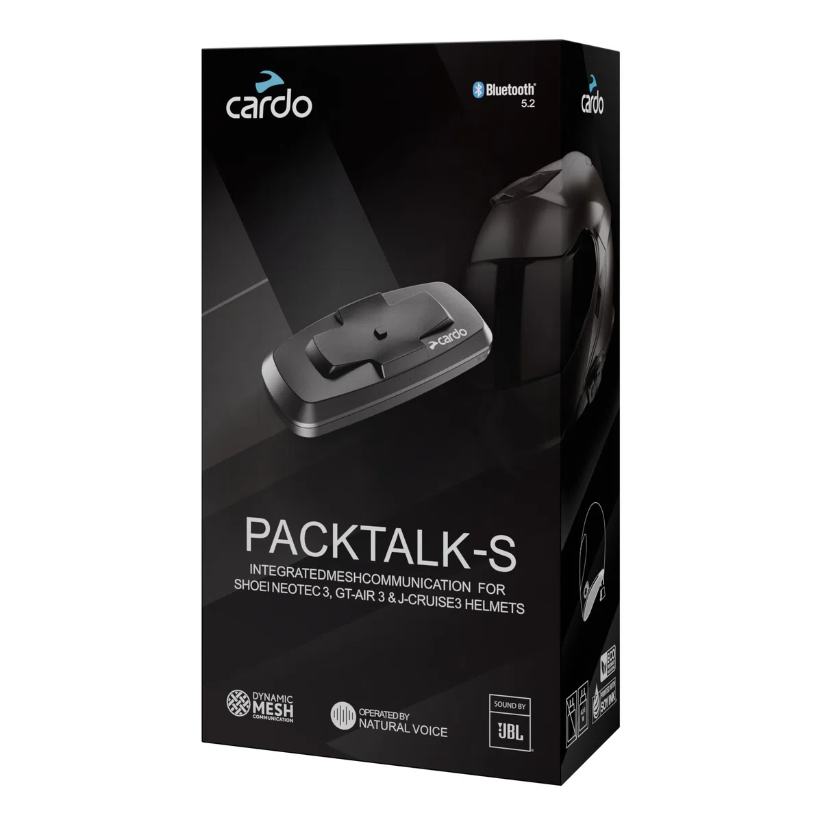 Solución integrada Compatible con los Cascos Shoei de Tercera generación (GT-Air 3, NEOTEC 3 y J-Cruise 3). Incluye Las Funciones de Packtalk.