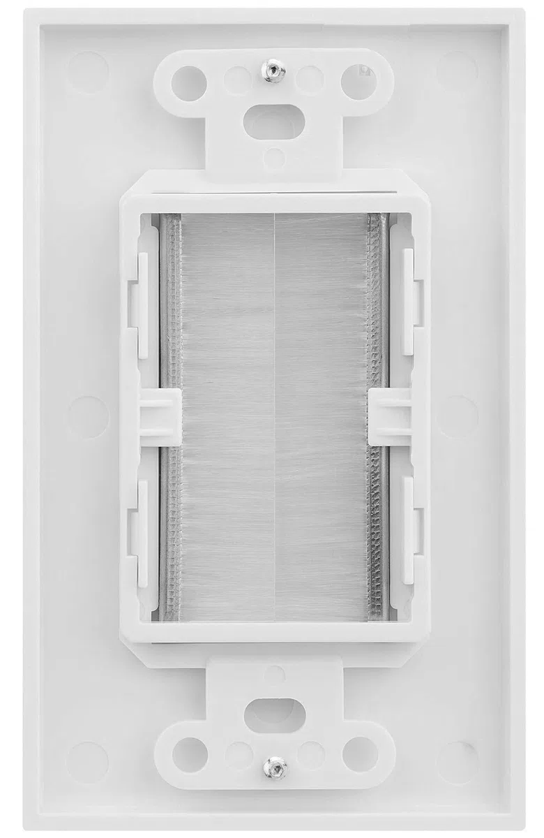 Fosmon Cable Wallplate - Cepillo para archivos de altavoces, consolas de juegos o televisores de pared (cable coaxial, HDTV, HDMI), color blanco