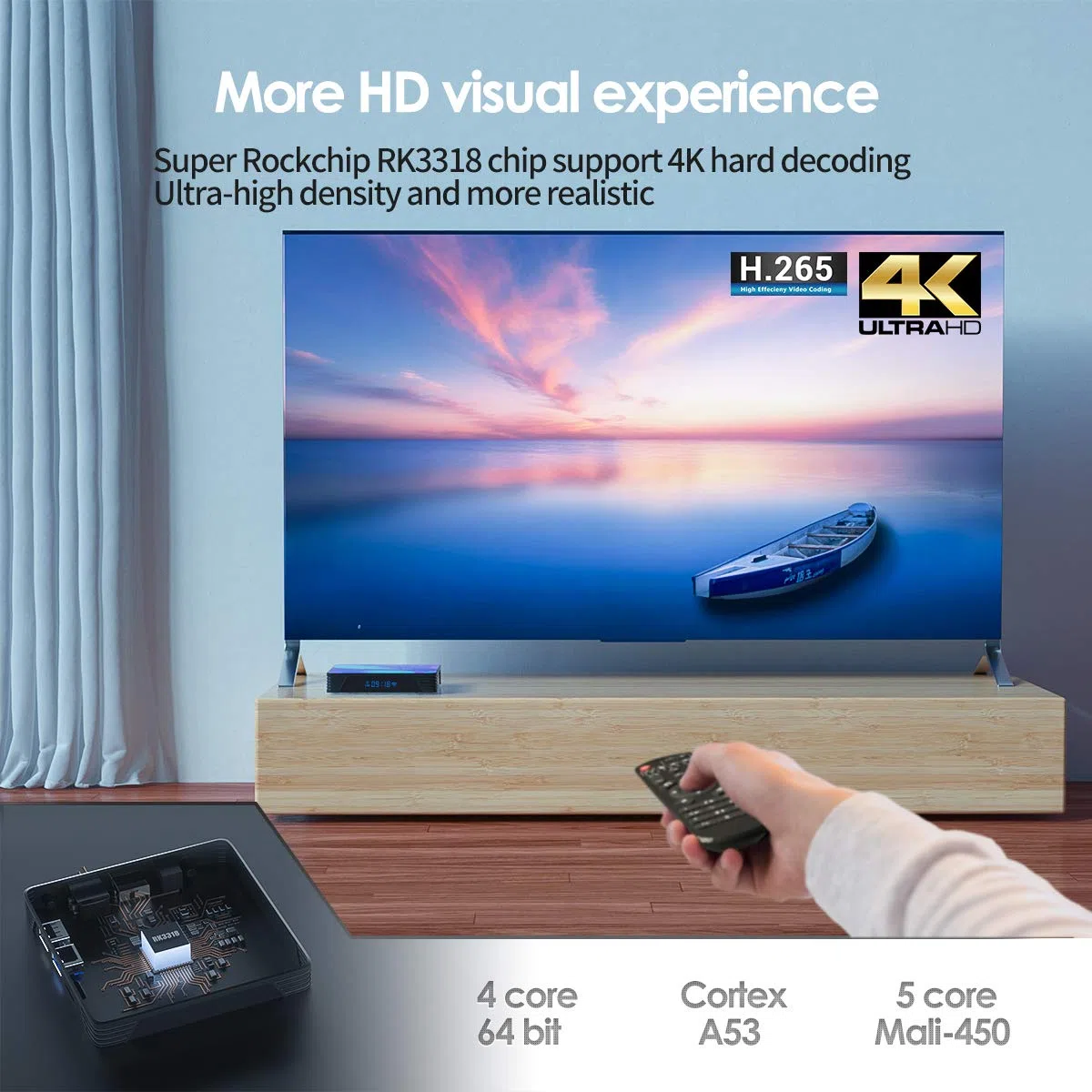 Android 11.0 TV Box, Android Box 4GB RAM 32GB ROM S905X2 Quad-Core Cortex-A53 Support 2.4G/5G WiFi/100M/H.265 Decoding/4K Full HD Output/ HDMI3.0/ Bluetooth 4.1 Smart TV Box