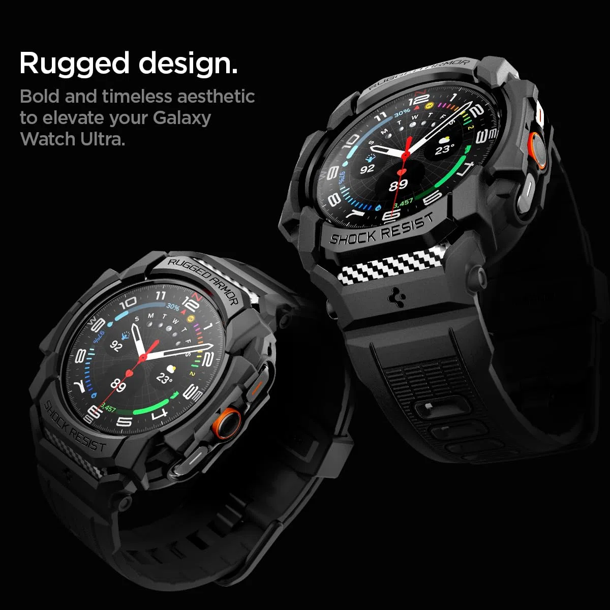 Spigen Funda y Correa Rugged Armor Pro Compatible con Samsung Galaxy Watch Ultra 47mm (2025/2024) - Negro Mate