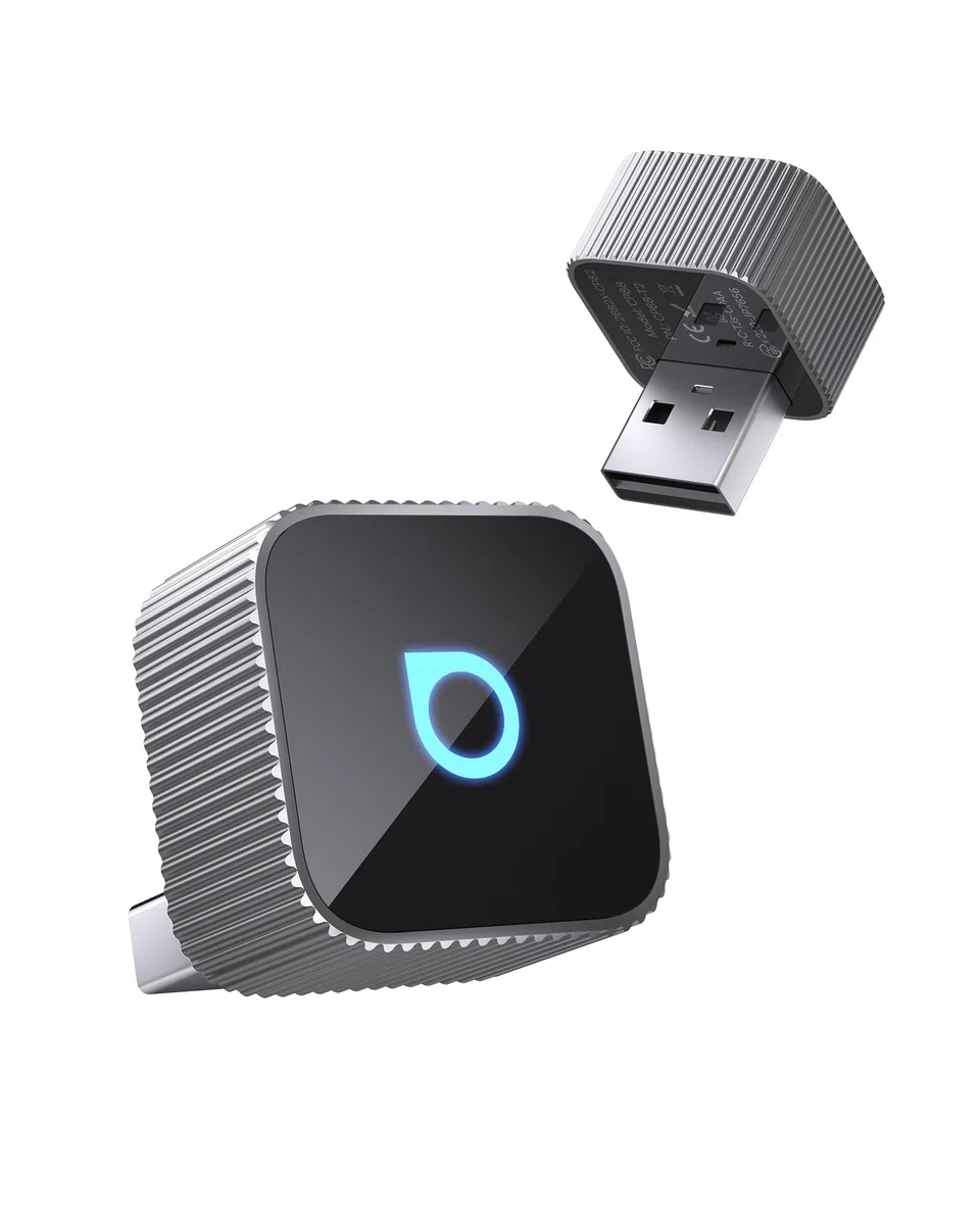 OTTOCAST Mini 3.0 Slim 2026 Upgrade Adaptador Wireless CarPlay & Android Auto, 2-en-1 Dongle, Convierte de Cable a inalámbrico, Baja latencia, Conexión rápida automática, Plata