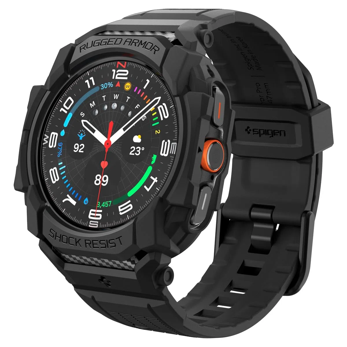 Spigen Funda y Correa Rugged Armor Pro Compatible con Samsung Galaxy Watch Ultra 47mm (2025/2024) - Negro Mate