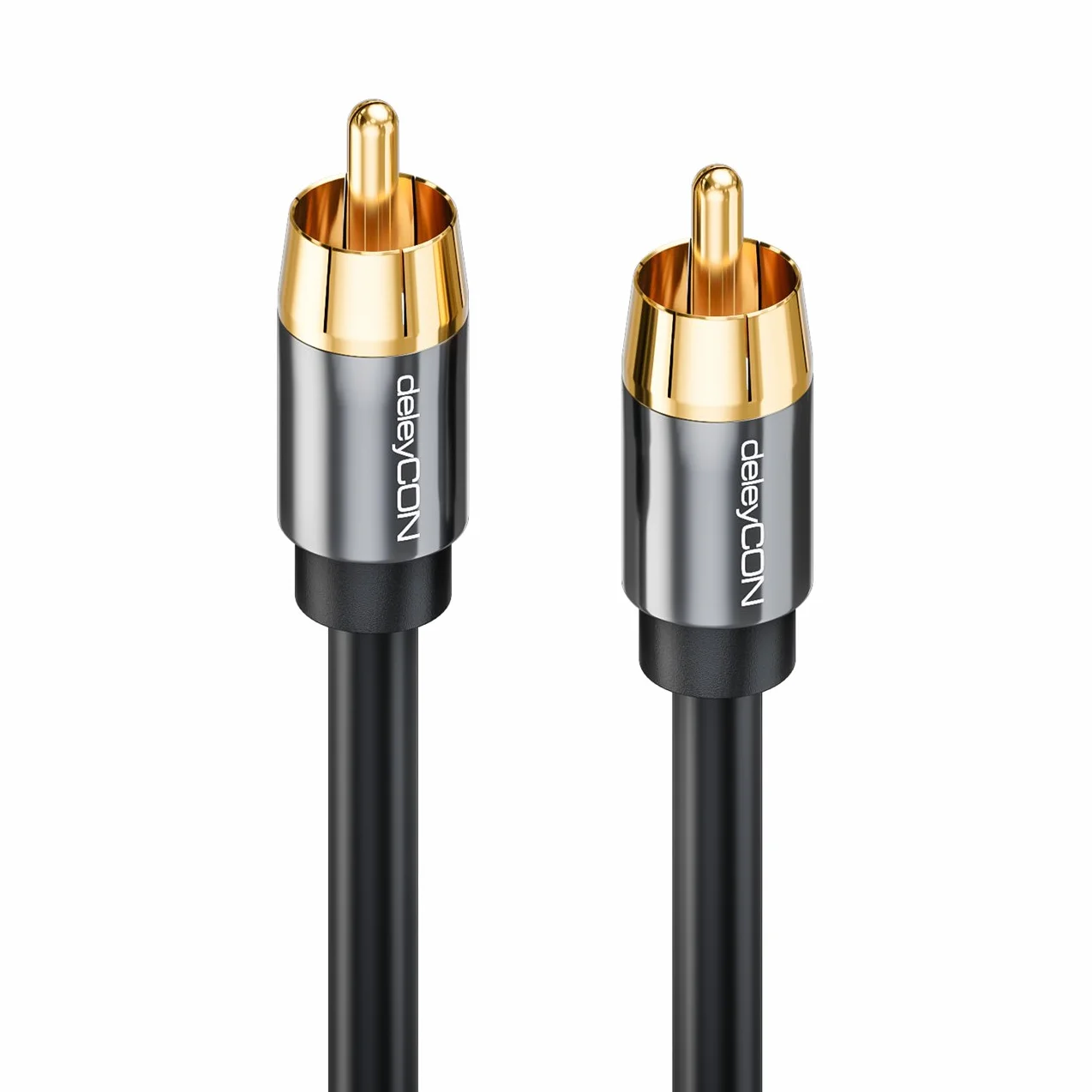 deleyCON 15m Cable Subwoofer - Cinch RCA Coaxial Digital - Conectores Dorados - Línea Audio - Subwoofer Receptor AV Amplificador Cine en Casa