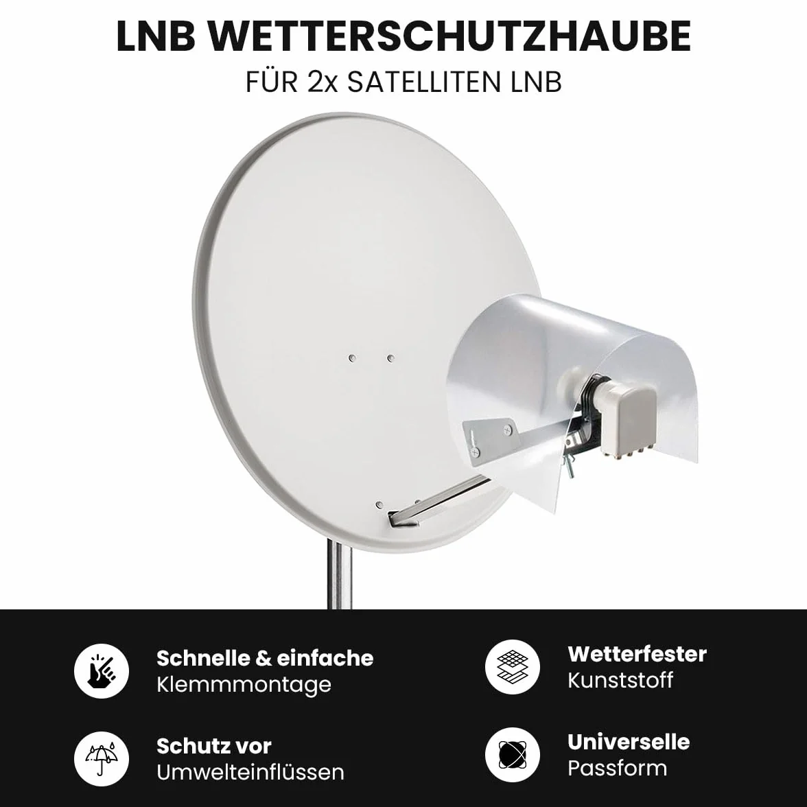 ZEHNDER LNB - Tapa de protección contra la intemperie para 2 LNBs, LMB de protección contra la intemperie, protección contra el granizo, nieve, lluvia, LMB