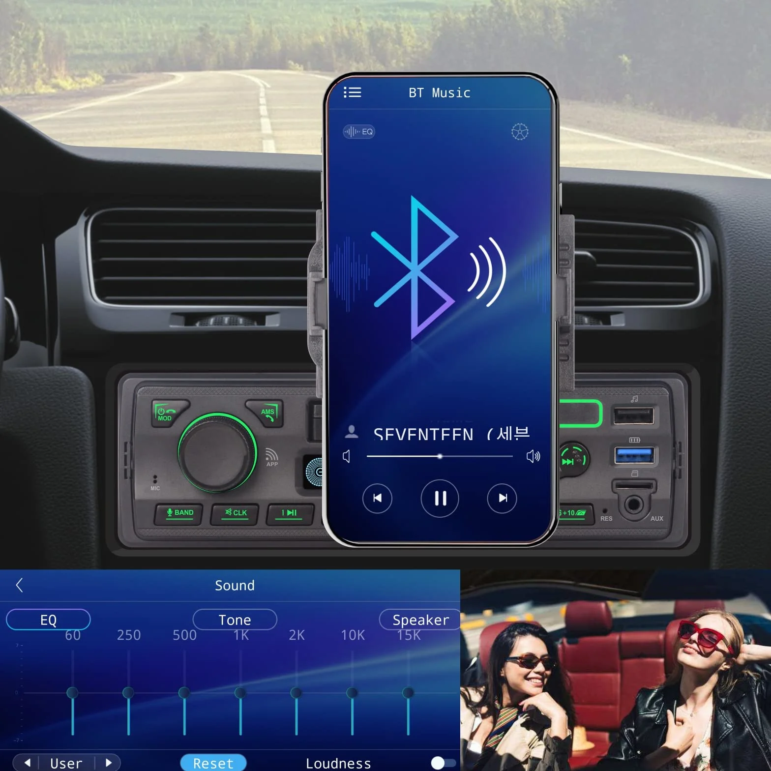 Radio Coche LXKLSZ Autoradio Bluetooth 1 DIN con App Control Reproductor MP3 Soporte USB/TF/AUX/Carga Rápida/Llamadas Manos Libres/Radio FM/con Soporte para Teléfono