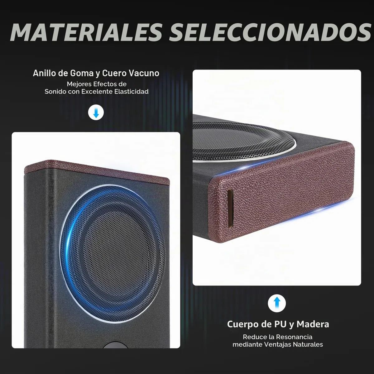MINRS Subwoofer activo bajo el asiento del coche, subwoofer bajo ultracompacto de 8 pulgadas, subwoofer activo para coche, 600 W de potencia máxima, potencia nominal de entrada de 200 W, incluye juego