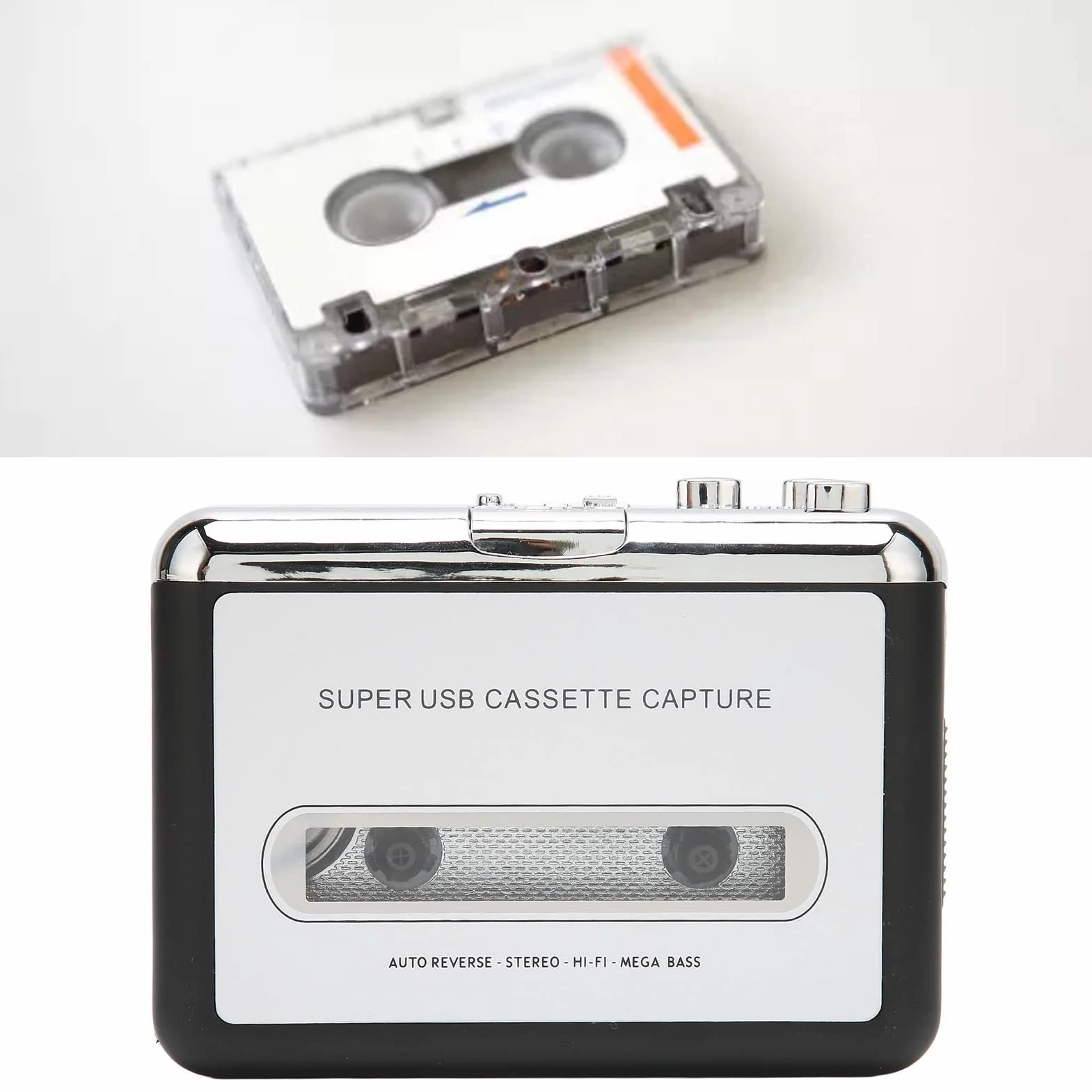 VBESTLIFE Reproductor de Casete Portátil, Reproductor de Cinta de Casete USB Portátil, Música de Audio MP3, Compatible con Computadora Portátil