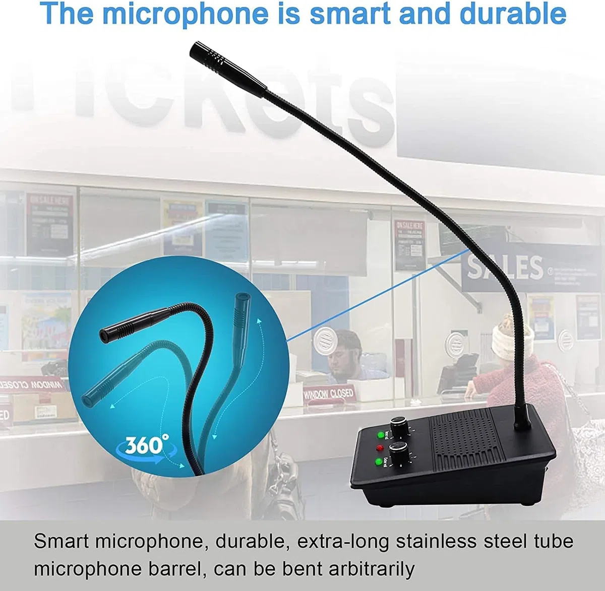 CHROX Sistema De Altavoces De Intercomunicación De Ventana, Micrófono De Ventana De Vidrio Antiinterferencias Comunicación Bidireccional para Tiendas, Bancos, Hospitales, Restaurantes