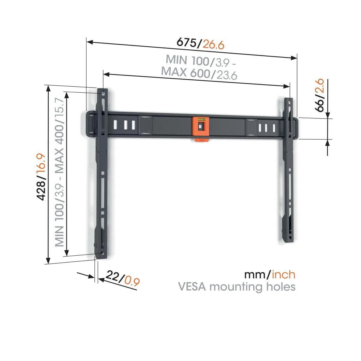 Vogel's TVM 1605 Soporte TV Fijo para televisores de Entre 40 a 100 Pulgadas, Máx. 75 kg, Soporte TV máx. VESA 600x400, Compatibilidad Universal
