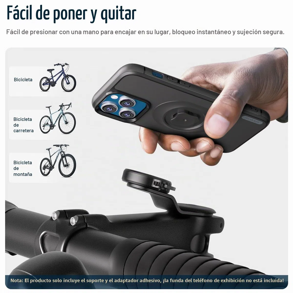 sincetop Soporte movil Bicicleta Potencia,Soporte Teléfono Celular Bici Manillar Bicicleta Montaña,Liberación Rápida Bicicletas Montaña y Carretera【Serie C-2da Gen】