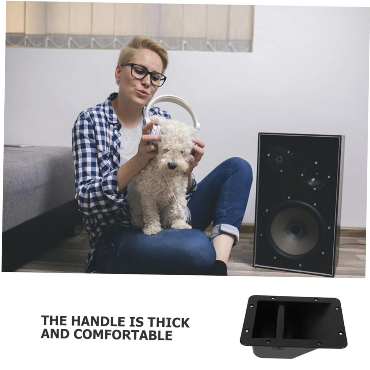 VILLCASE 4 Asas de Plástico Negras Mango Cómodo Pequeños Orificios para Altavoces Paquete de 4 Piezas Accesorios para Subwoofer y Puerta de Garaje
