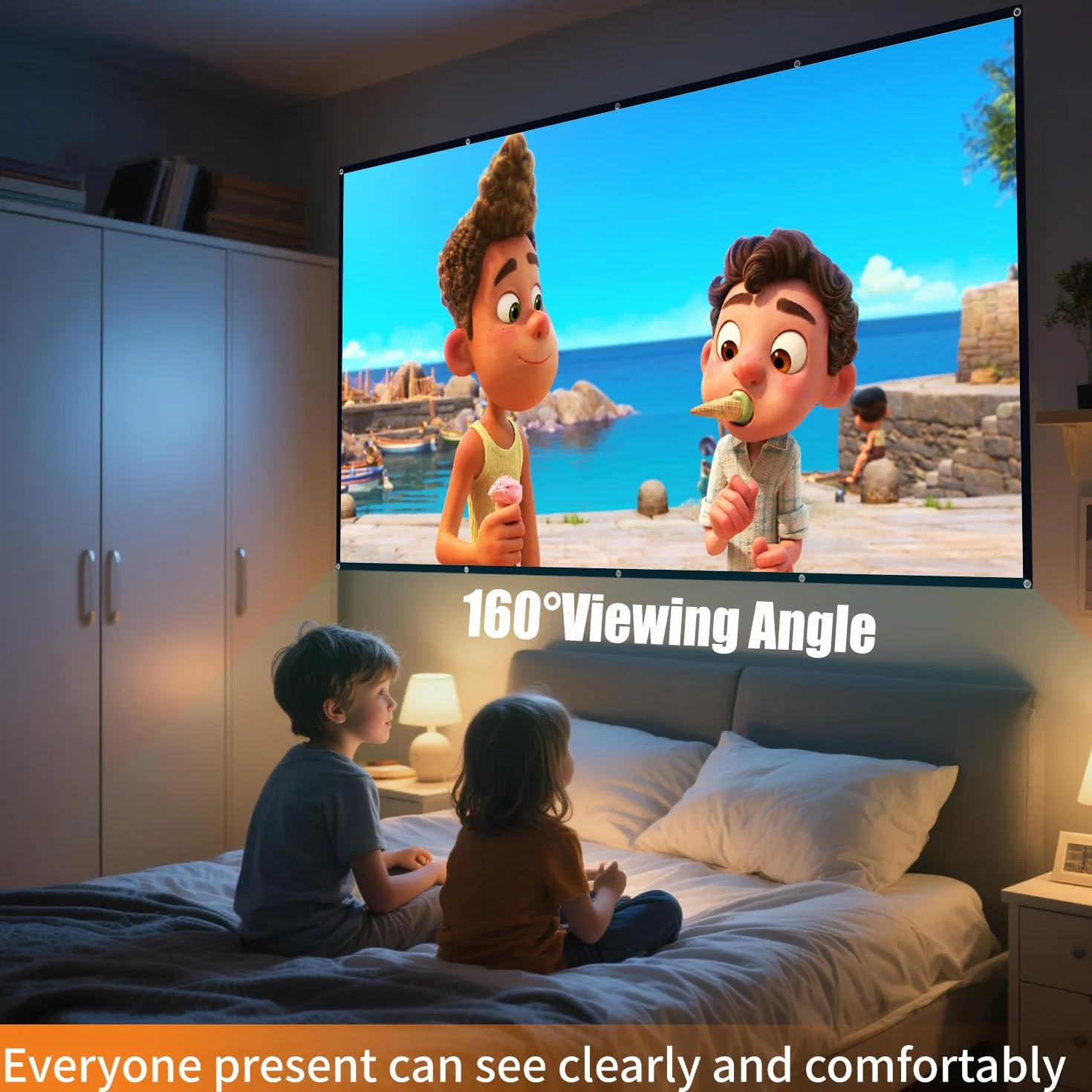 Pantalla de Proyector 120 Pulgadas, Ultra 4K 16:9 FHD, Plegable de Doble Cara, Ideal para Cine en Casa y Juegos, Adecuada para el hogar, la Oficina, la Escuela y el