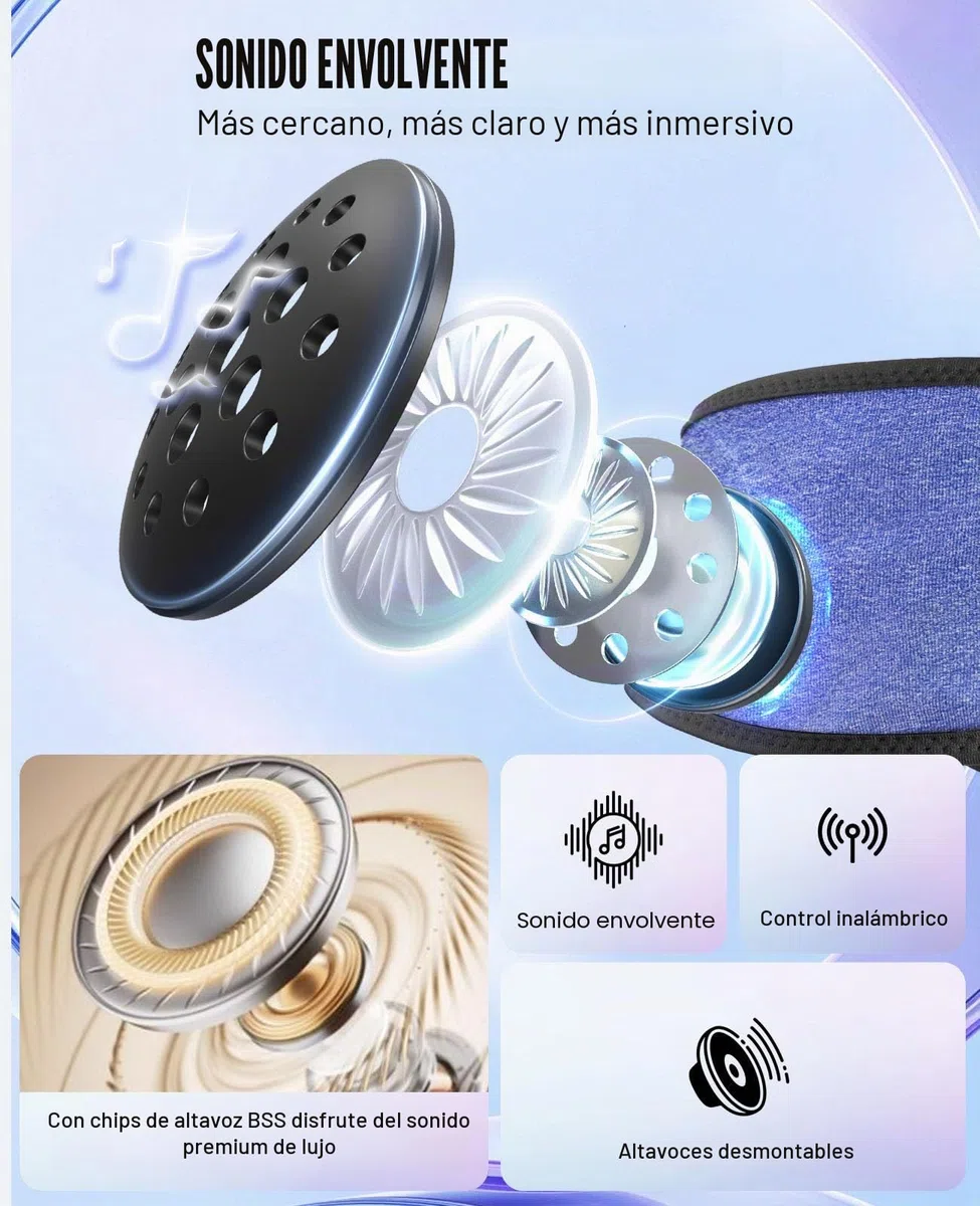 Voerou Auriculares Bluetooth 5.4 para Dormir, Auriculares Inalámbricos con Altavoces Ultrafina y Estéreo, Auriculares para Dormir para Entrenamiento, Correr, Yoga y Meditación, Dispositivos