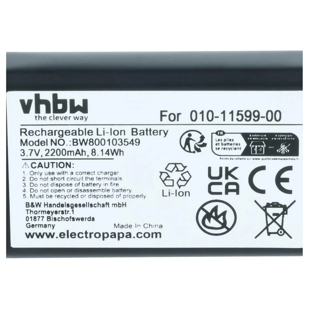 vhbw Batería Compatible con Garmin Alpha 100 Handheld navegador, navi, GPS (2200 mAh, 3,7 V, Li-Ion)