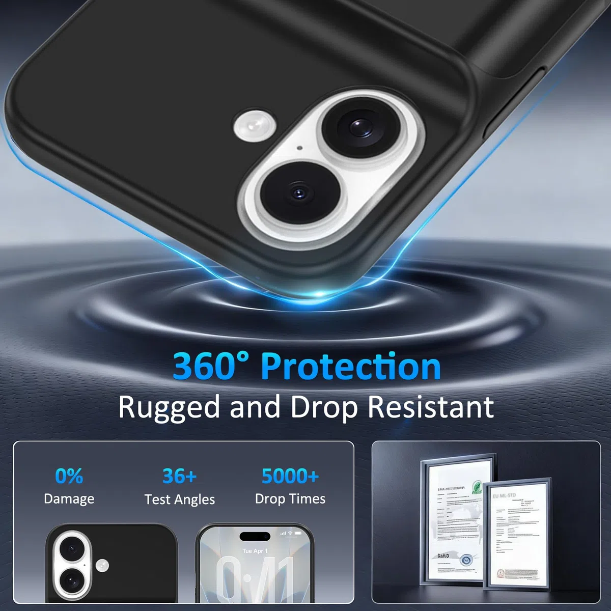 Funda de Batería para iPhone 17 (6.3"), Cargador Portátil de 8500mAh, Funda Ultrafina de Batería Extendida, Cargador de Teléfono y Funda Protectora con Función de Carga para iPhone 17