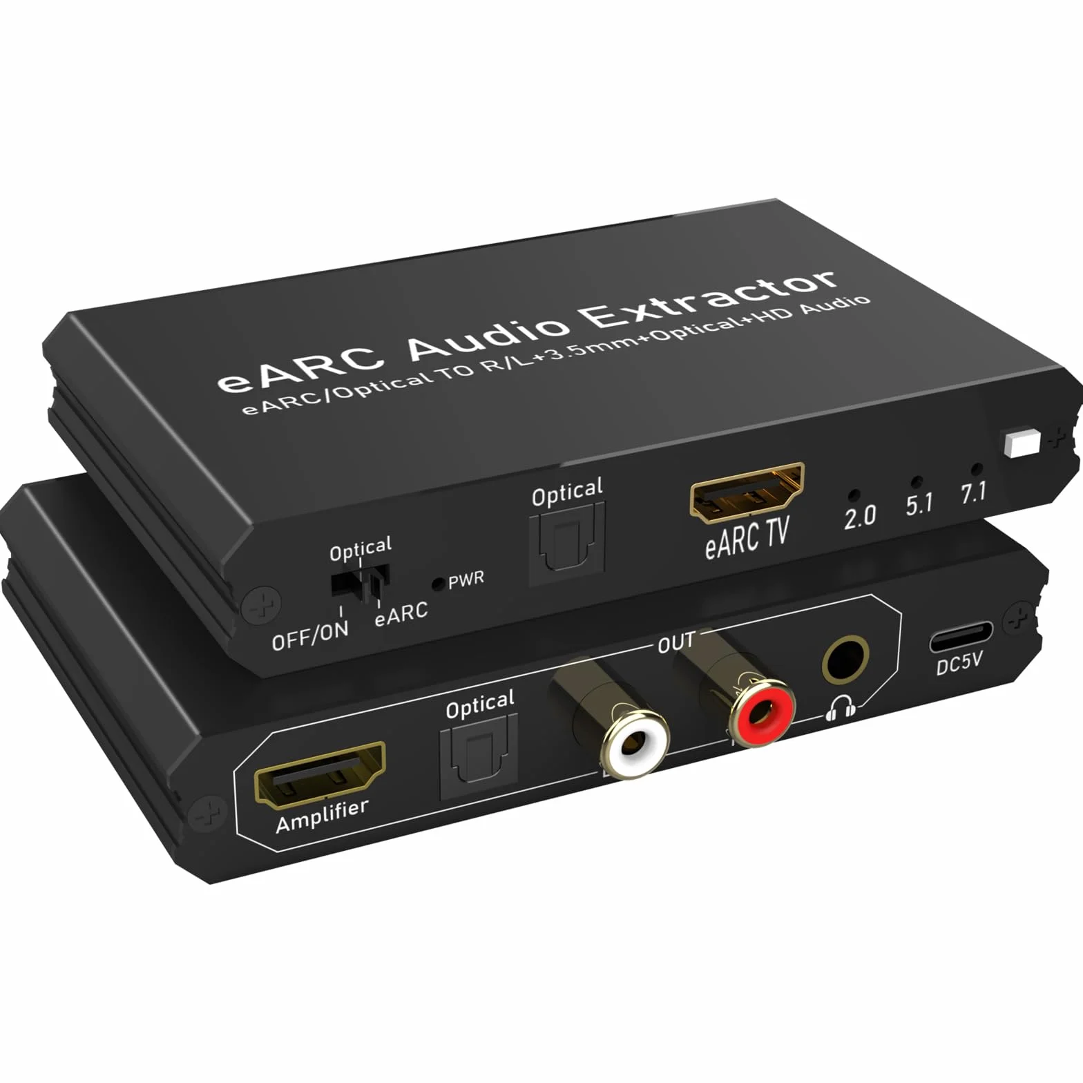 192 KHz eARC/ARC Extractor de audio convertidor de audio digital a analógico HDMI eARC/ARC+óptico a HDMI+L/R+estéreo de 3,5 mm para altavoces de barra de sonido HDTV amplificadores y auriculares