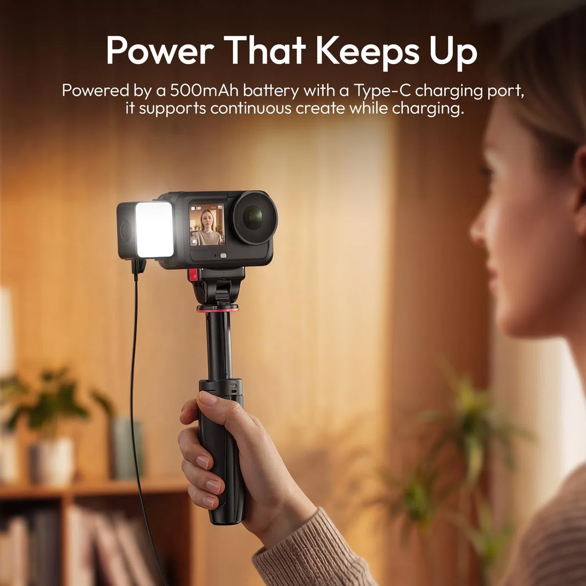 ULANZI LM24 Mini Luz de Vídeo para dji Osmo Action 6/Osmo Nano, Luz de Vídeo de Relleno con Fijación Magnética Rápida, Luz Fotográfica con Batería de 500mAh para Cámara de Acción