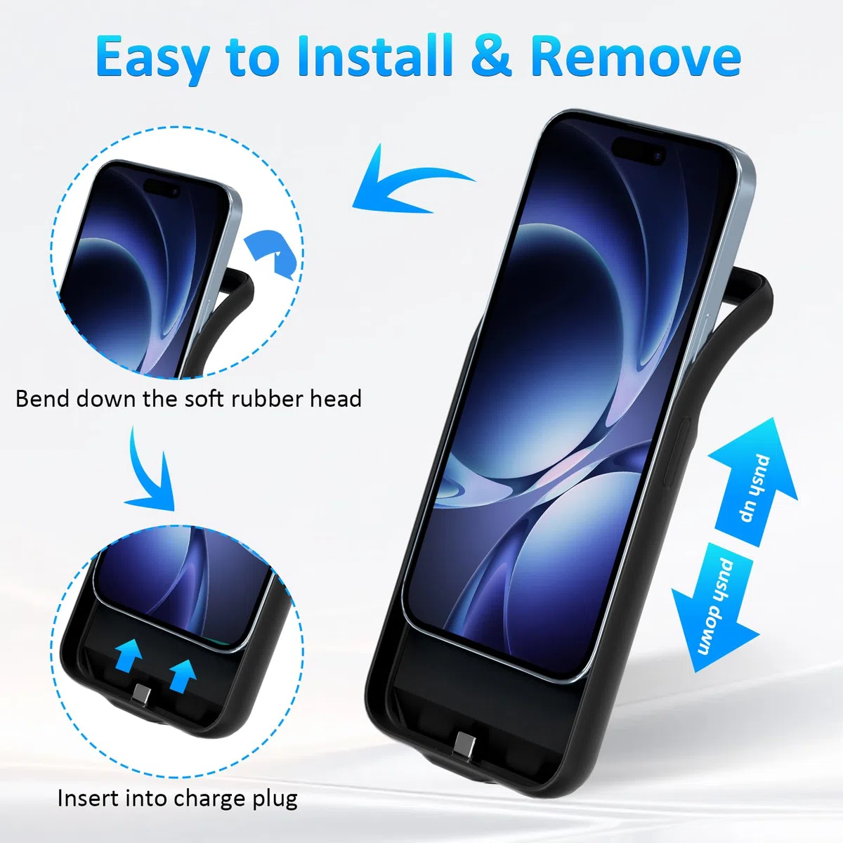 Funda de Batería para iPhone 16 Pro (6.1"), Cargador Portátil de 8500mAh, Funda Ultrafina de Batería Extendida, Cargador de Teléfono y Funda Protectora con Función de Carga para iPhone 16 Pro