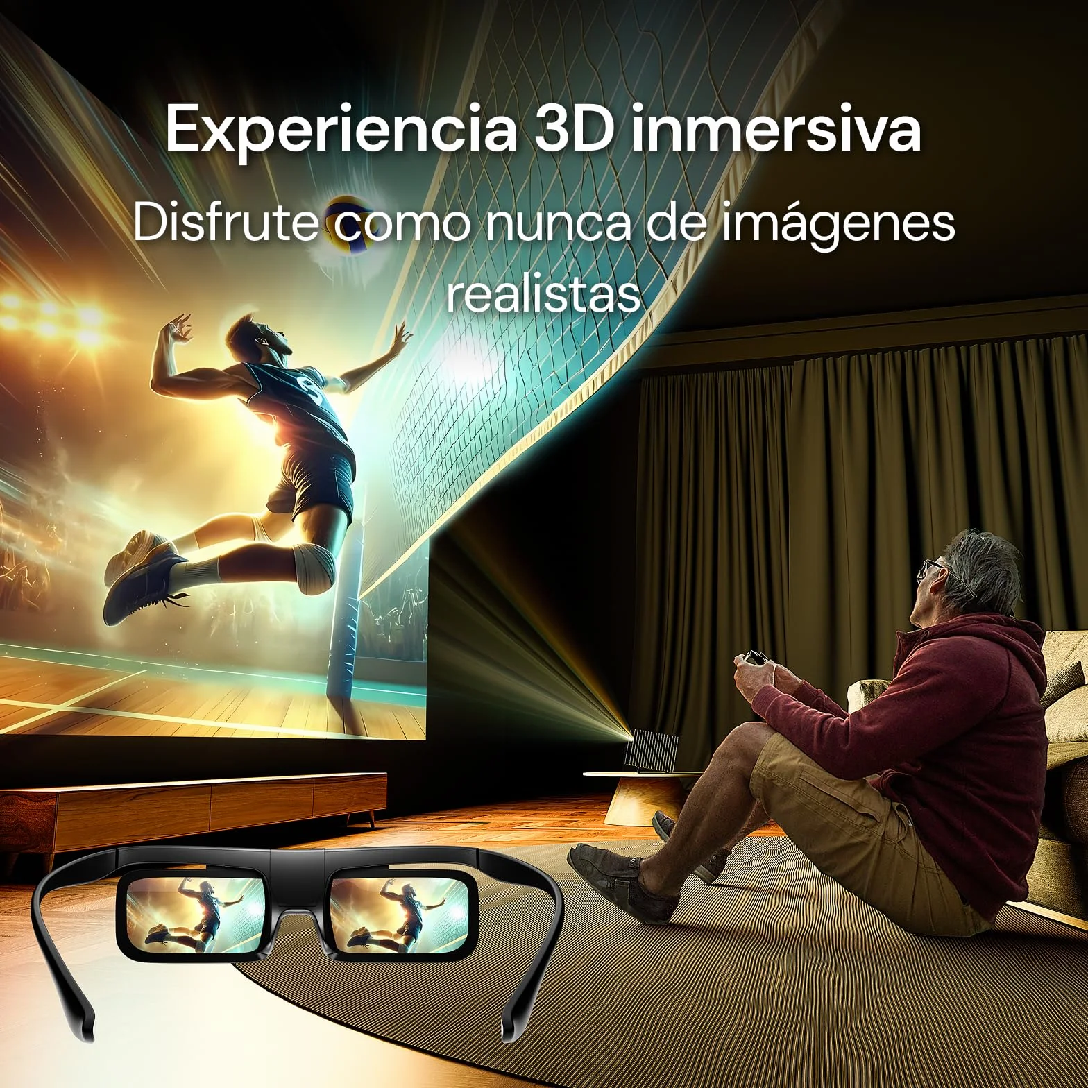 Valerion DLP Link Gafas 3D, gafas de obturador activo recargables compatibles con VisionMaster Max/Pro2/Pro, StreamMater Puls2/Puls y otros proyectores DLP-Link 3D (paquete de 2)