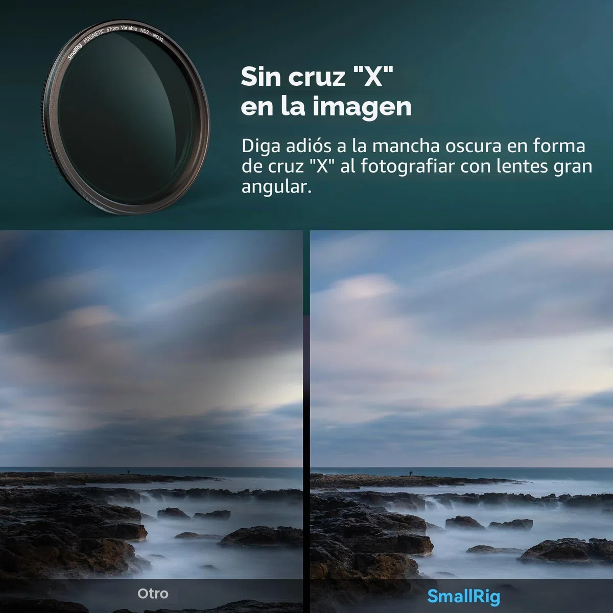 SMALLRIG Filtro ND Variable Magnético de 67mm ND2-ND32 (1-5 Paradas) + Anillo de Filtro Roscado de 67mm, Vidrio Optico No X Cross HD, Resistente al Agua, Resistente a Los Arañazos - 4581