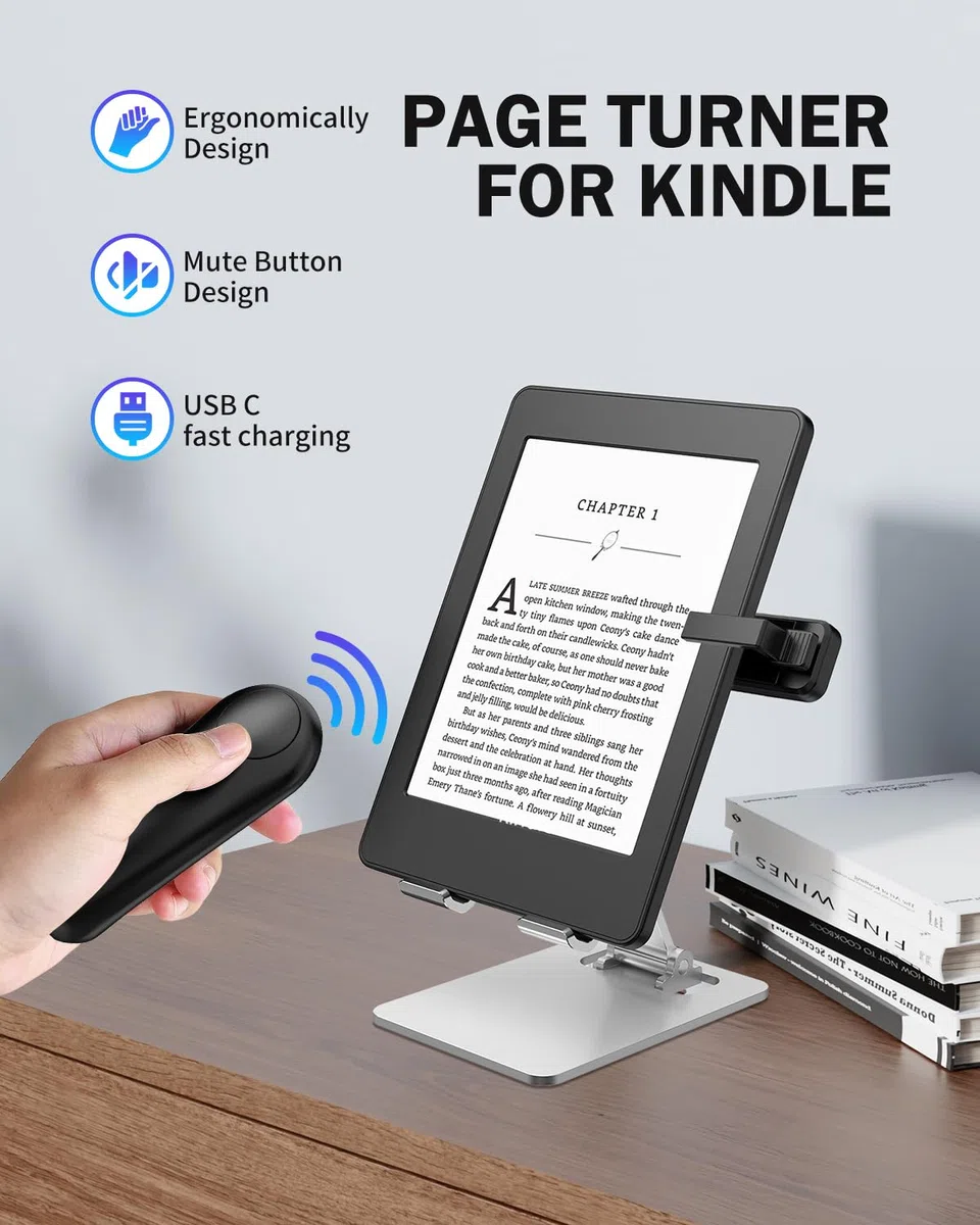 Volteador de páginas Remoto, volteador de páginas con Control RF para Lectura Kindle, kobo, teléfono, iPad, tabletas iOS y Android para Leer novelas y Accesorios