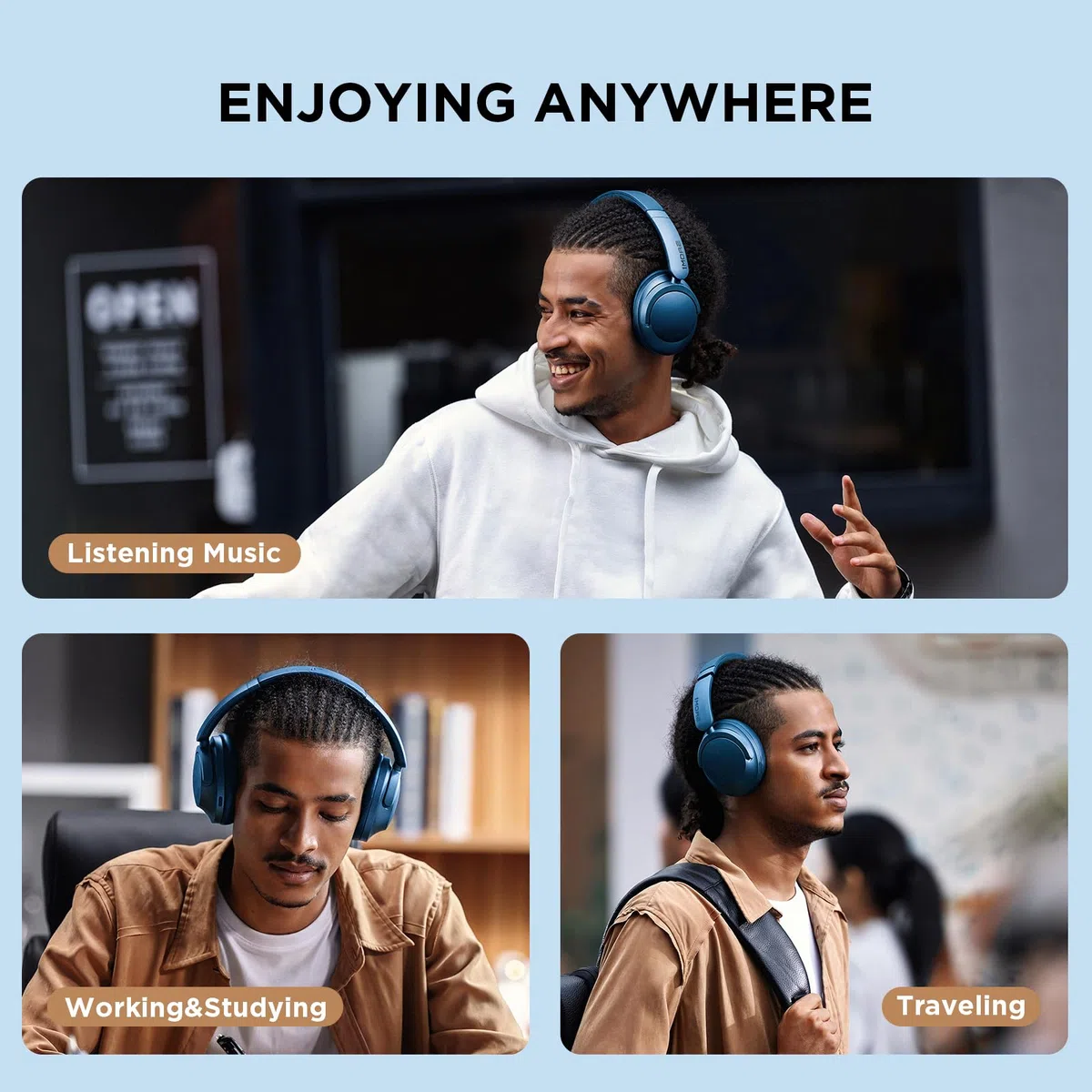 1MORE SonoFlow Auriculares Inalámbricos con Cancelación Activa de Ruido, 70H Cascos Inalámbricos Bluetooth, Auriculares Supraaurales con LDAC y 12 Modos EQ, Modos Varios, Cómodos y Plegables (Plata)