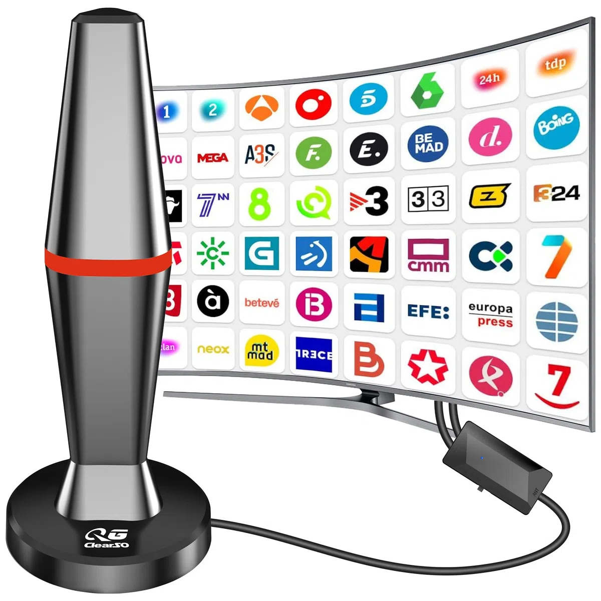 Antena de TV para Interiores y Exteriores, Recepción de Señal Digital (Red)