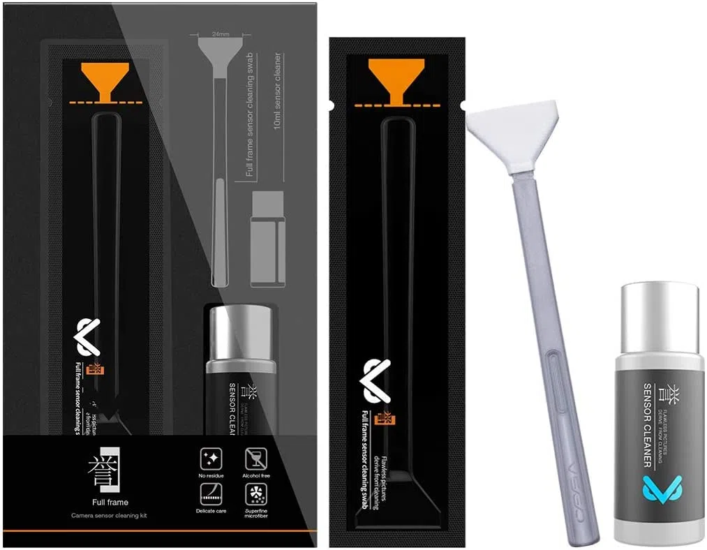 VSGO Paquete de 12 Hisopos de Limpieza de Cámara Digital con Sensor de Marco Completo y Solución de 10 ml, CCD en Seco, CMOS, para Limpieza de Sensores