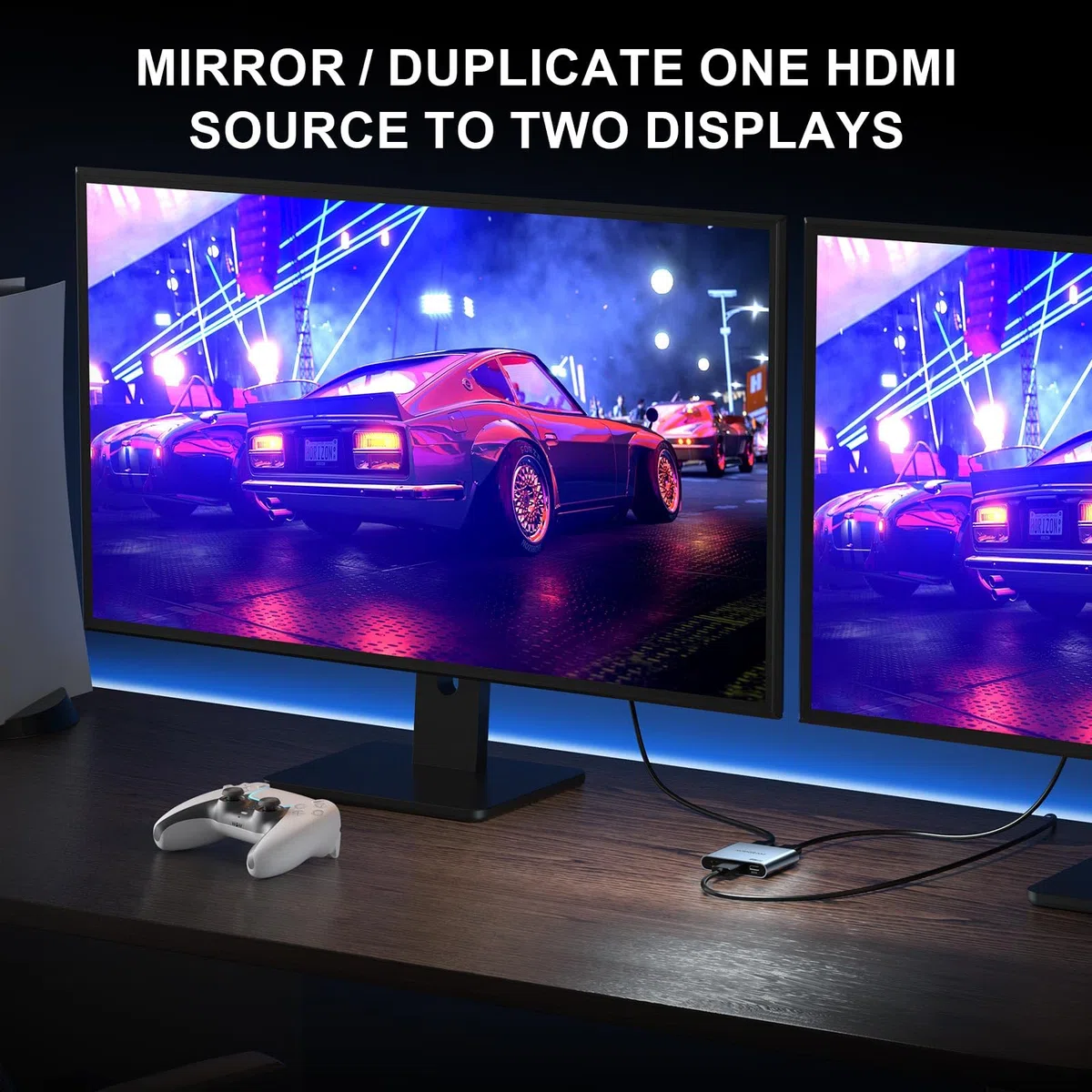 Splitter HDMI 1 In 2 out 4K 60Hz 4:4:4, AVIDGRAM HDMI 2.0 Divisor4K HDR with Copy, Downscaler, and Auto Mode Compatible with Xbox, PS4 Pro, PS5