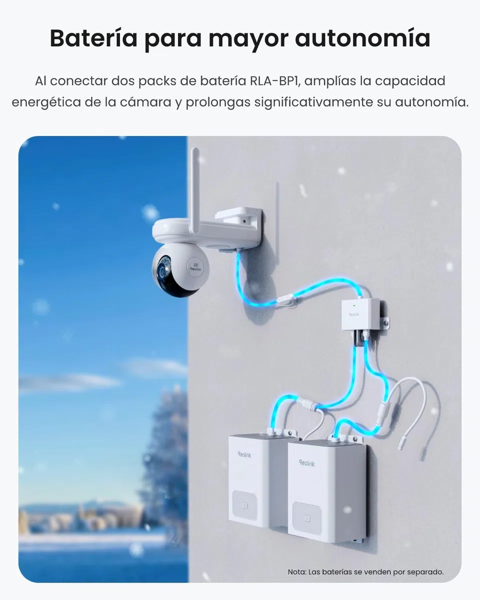 Reolink RLA-CD1 – Doble Base de expansión Dual Solar/con batería | Compatible con cámaras de batería Reolink | Adaptador de Corriente Exterior