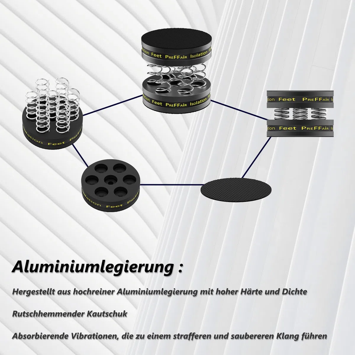 Soporte para altavoces HiFi con almohadillas de aislamiento para altavoces, pies de alta fidelidad, pies de dispositivo, amortiguador, posavasos con goma antideslizante para amplificador, subwoofer y