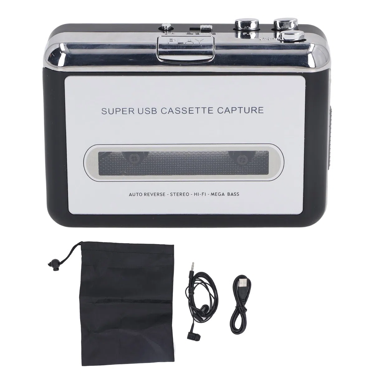 Box Convertidor de MP3, Reproductor de Cinta de Cassette, Convertidor de Cinta de Cassette a MP3 con Auriculares Integrados, Adaptador Portátil USB Captura Música para CD, Plug