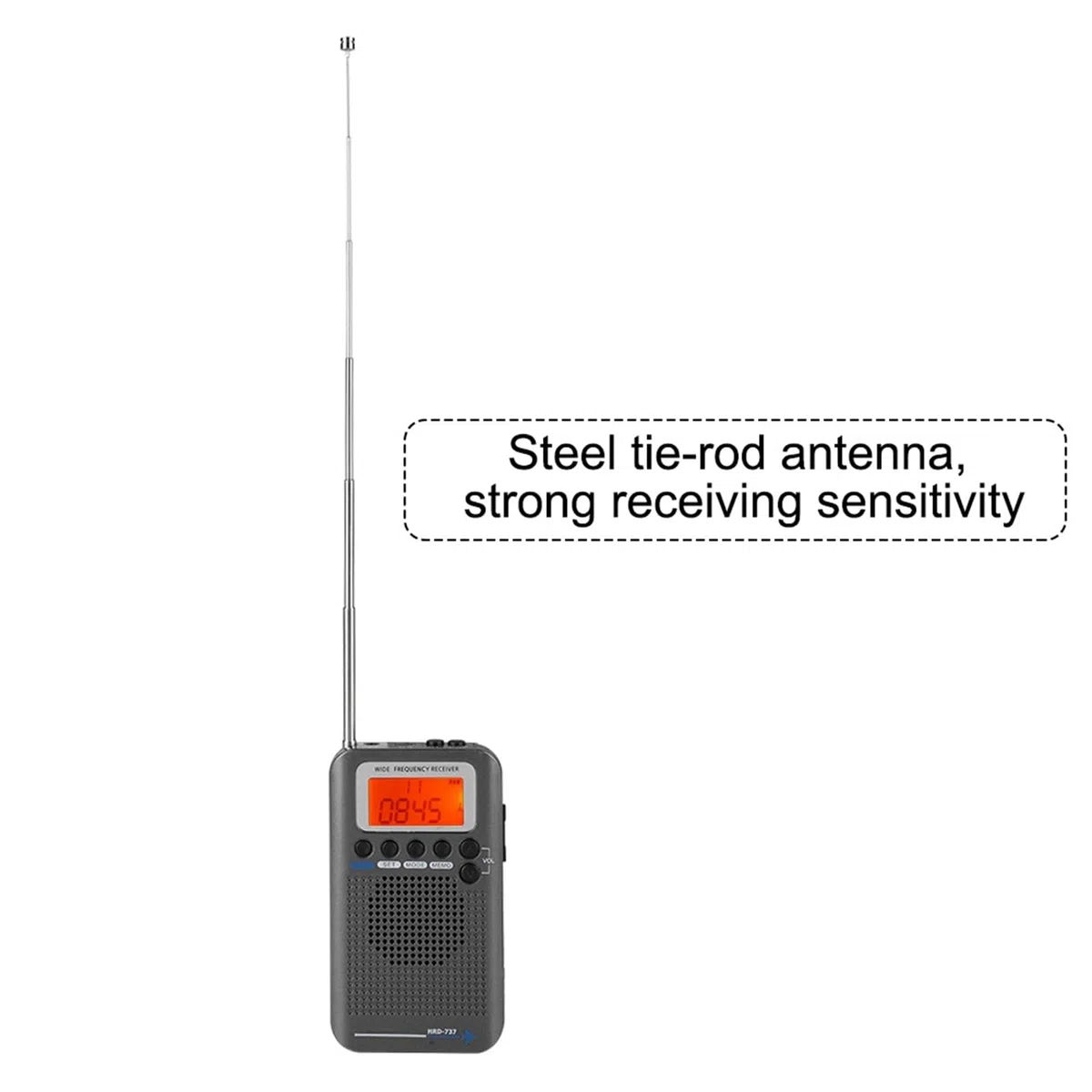 Radio VHF Airband, Receptor de Banda Aérea Portátil Escáner VHF UHF Completo Radio Grabadora AB Receptor Dorado FM Am CB SW Pantalla LCD con Retroiluminación (Black)