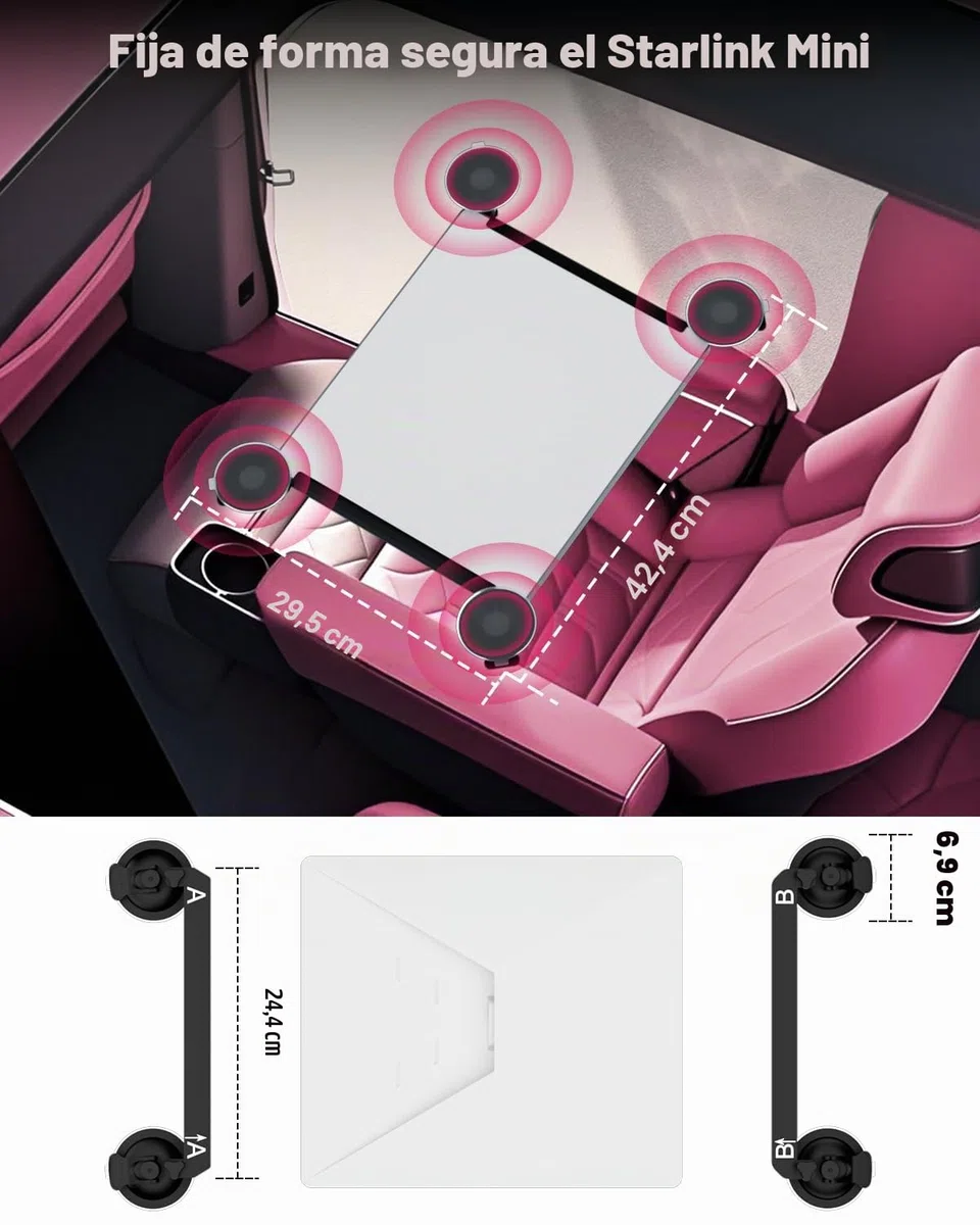 Mwin Soporte de Ventosa Starlink Mini - Soporte de baca para Accesorios Starlink Mini para Ventanas y techos corredizos Compatible con Coches, caravanas, Barcos y Camiones