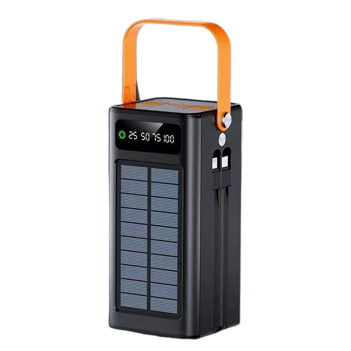 Cargador Solar Portátil,Equipo De Supervivencia 50000mAh con Luz Cables Integrados 4 Salidas Y 3 Entradas Batería Externa 120W 50000mAh para Todos Los Dispositivos Móviles Aire Libre
