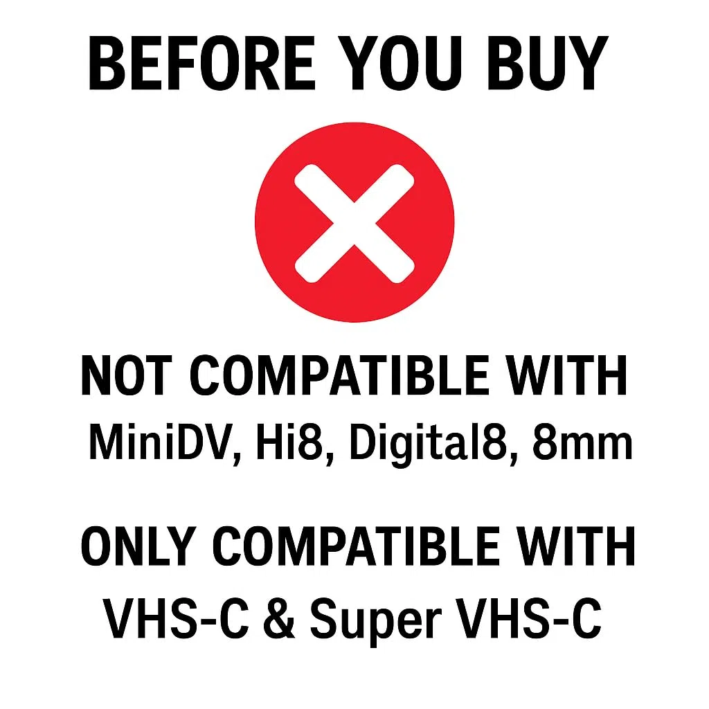 Adaptador de Casete VHS-C Convertidor de VHS Caja convertidora de Video Adaptador Convertidor de Casete VHS Reproductor de Cintas para VHS a VHSC No Compatible Mini DV de 8 mm Hi8